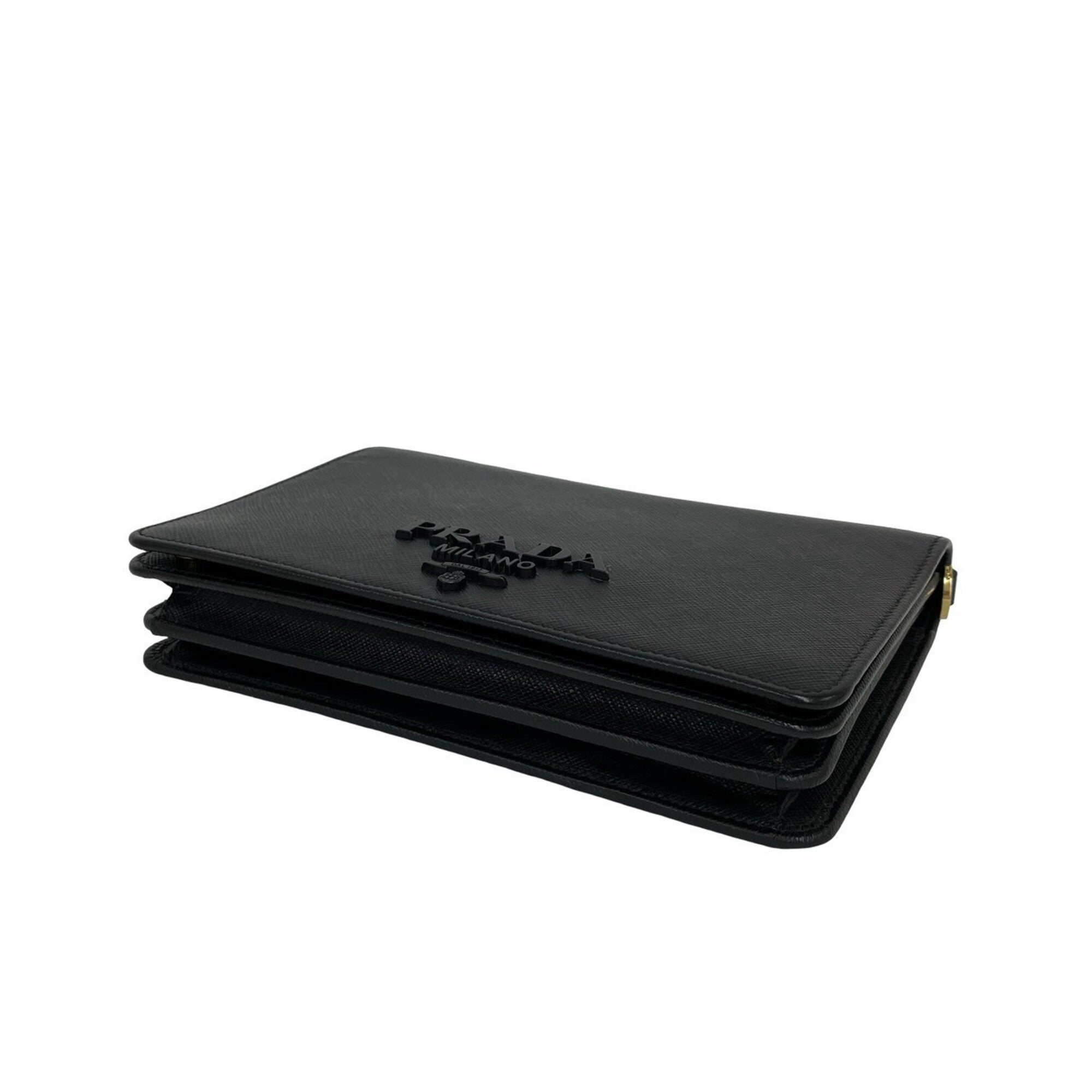 Prada Black Leather Pochette Shoulder Bag (Pre-Owned)