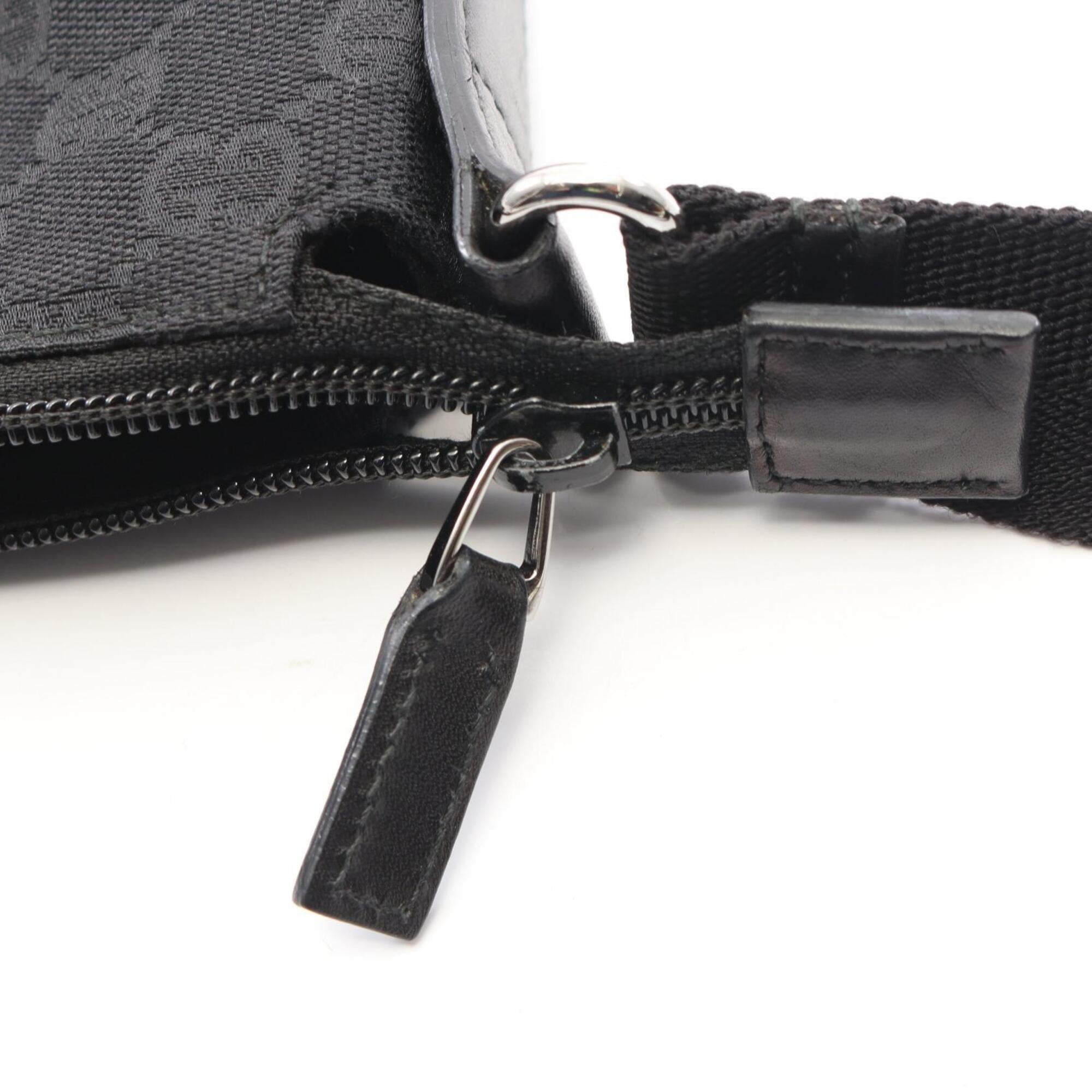 Gucci Black Gg Canvas Leather Handbag Shoulder Bag (Pre-Owned)