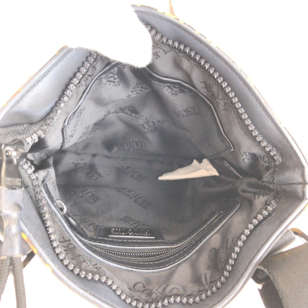 Versace Black Yellow Nylon Shoulder Bag (Pre-Owned)