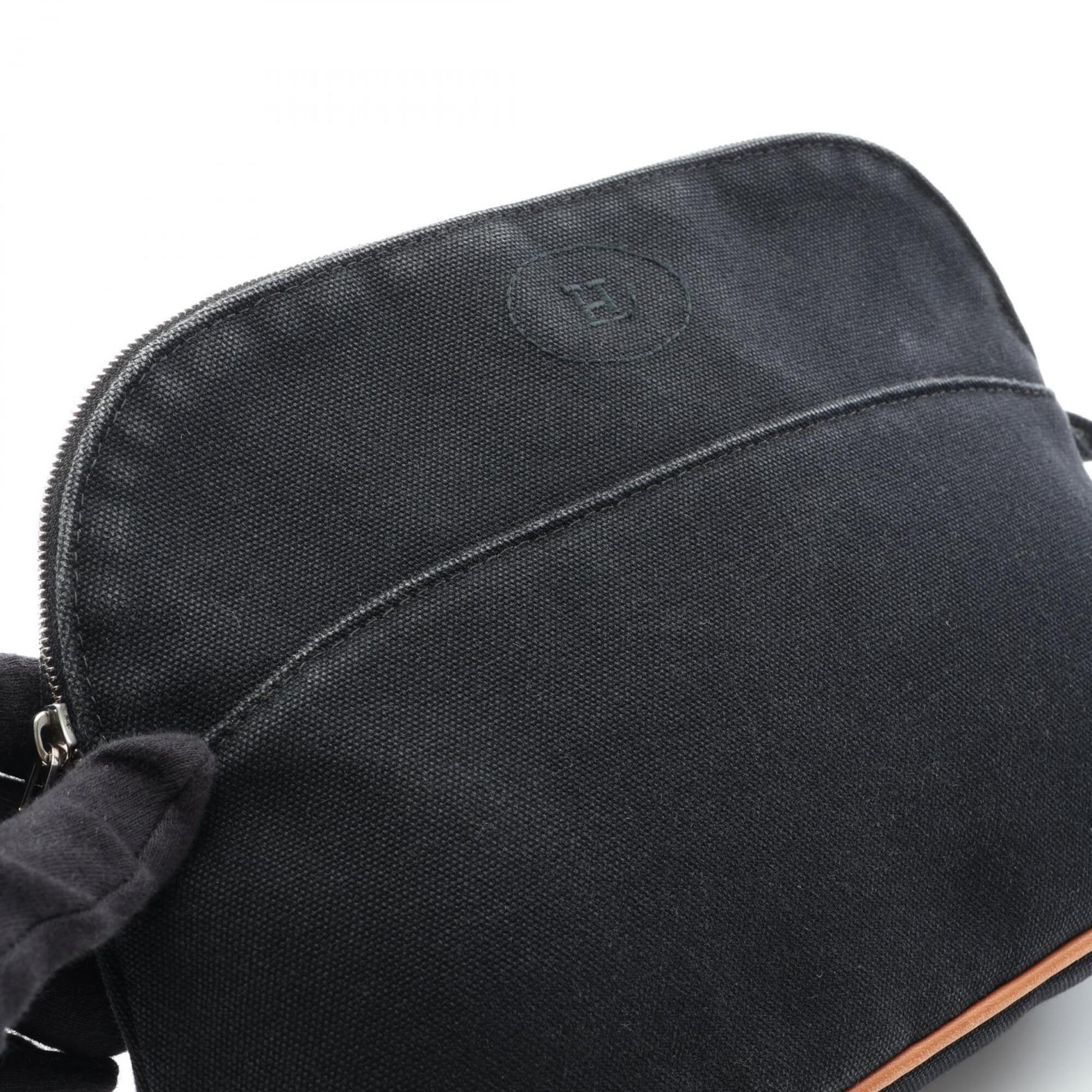 Hermes Bolide Black Canvas Leather Handbag (Pre-Owned)