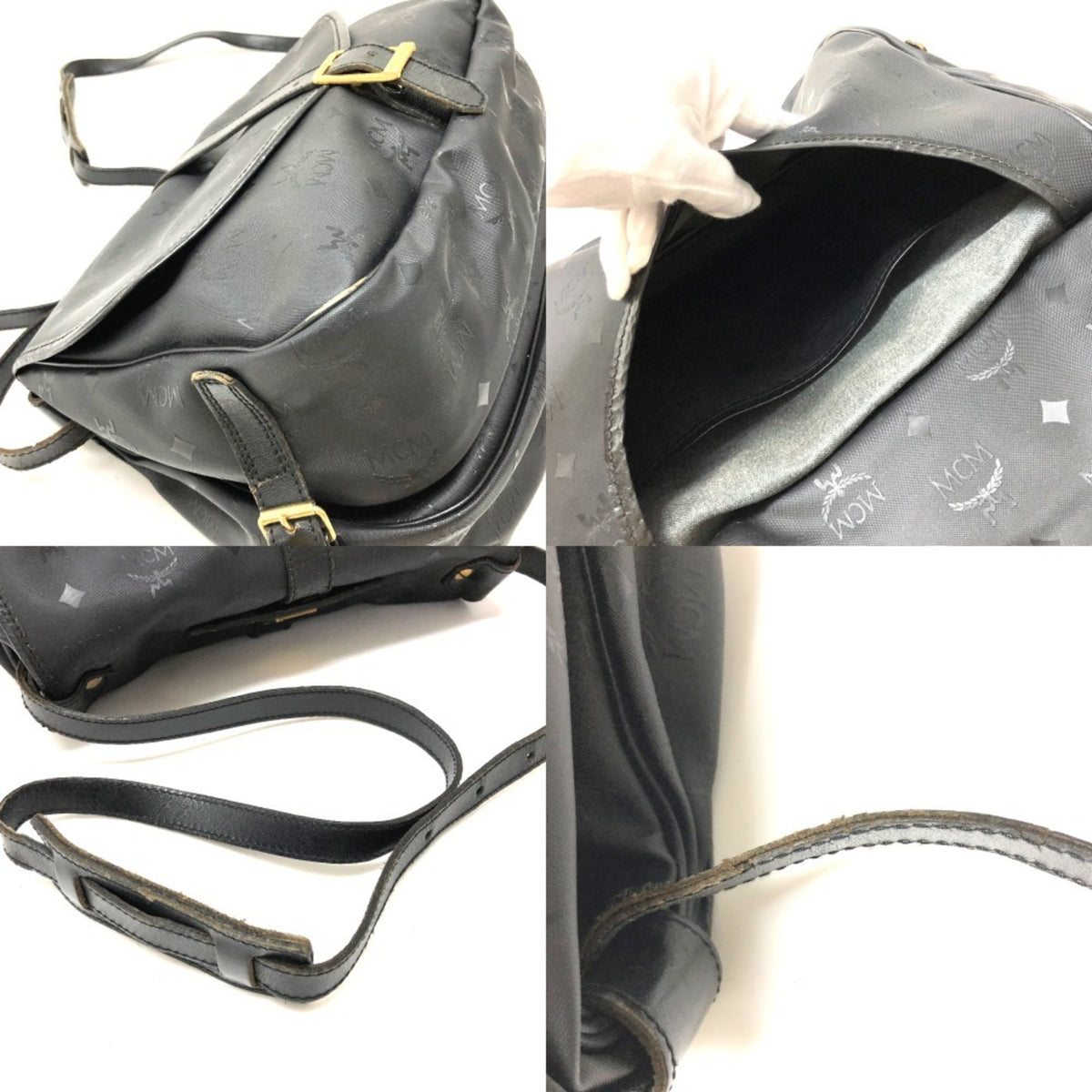 Mcm Black Pvc Leather Messenger Bag Shoulder Bag (Pre-Owned)