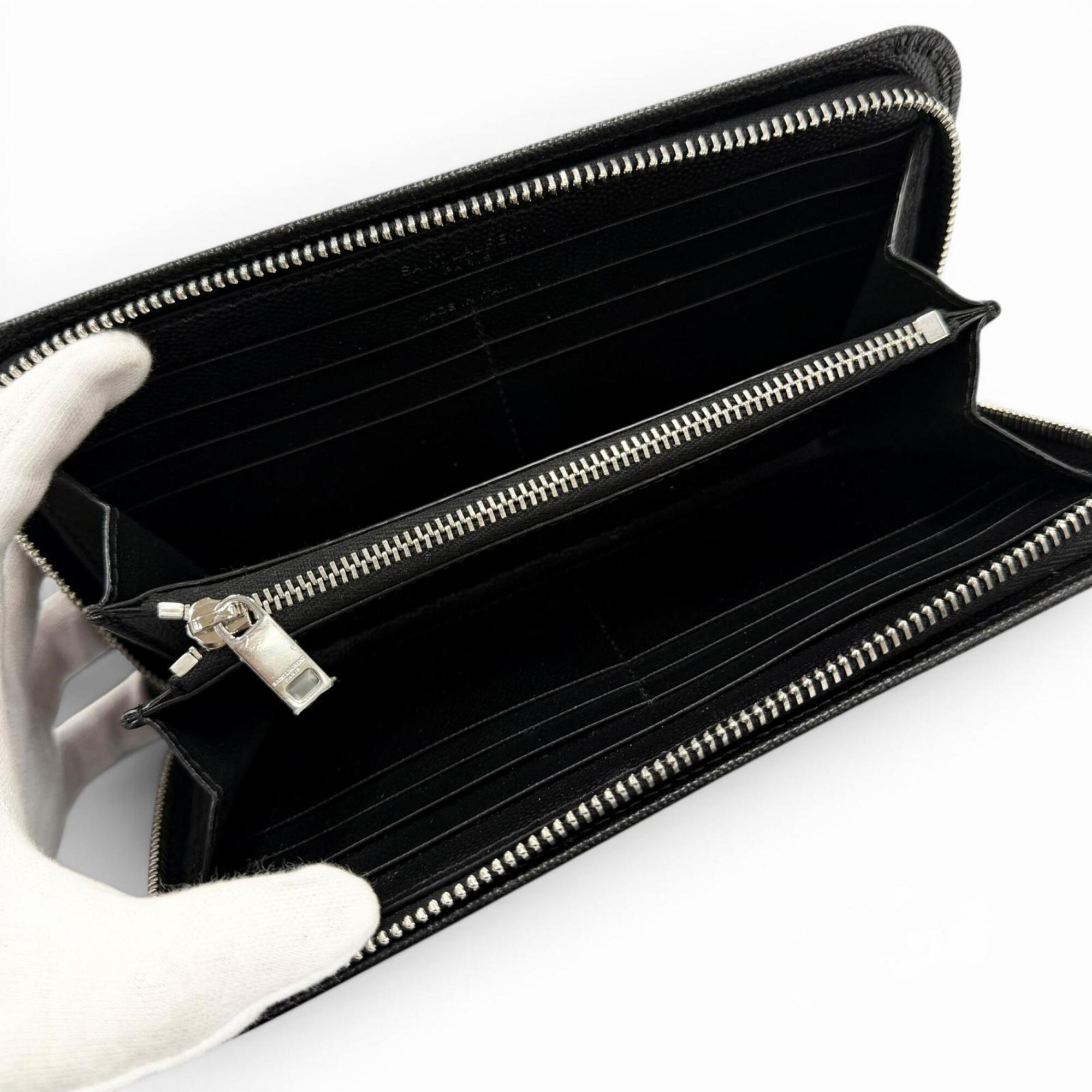Saint Laurent Black Leather Long Wallet (Bi-Fold) (Pre-Owned)