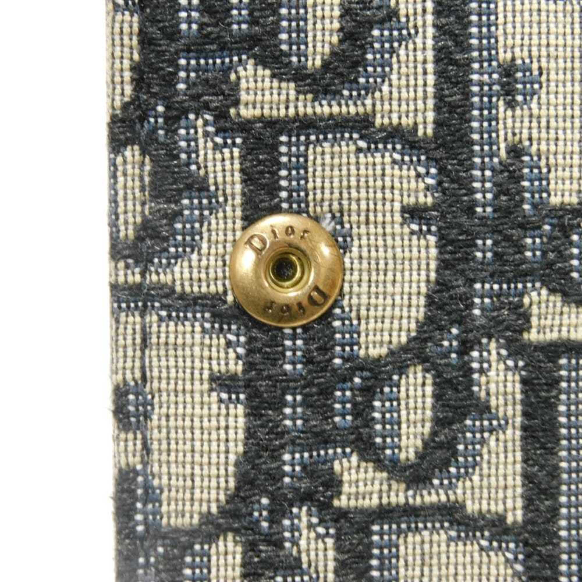 Christian Dior Beige Black Navy Canvas Leather Coin Purse/Coin Case (Pre-Owned)