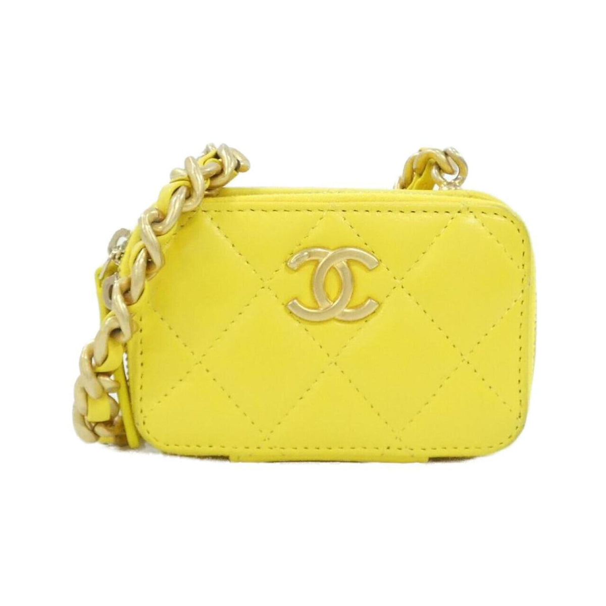 Chanel Yellow Leather Handbag Shoulder Bag (Pre-Owned)