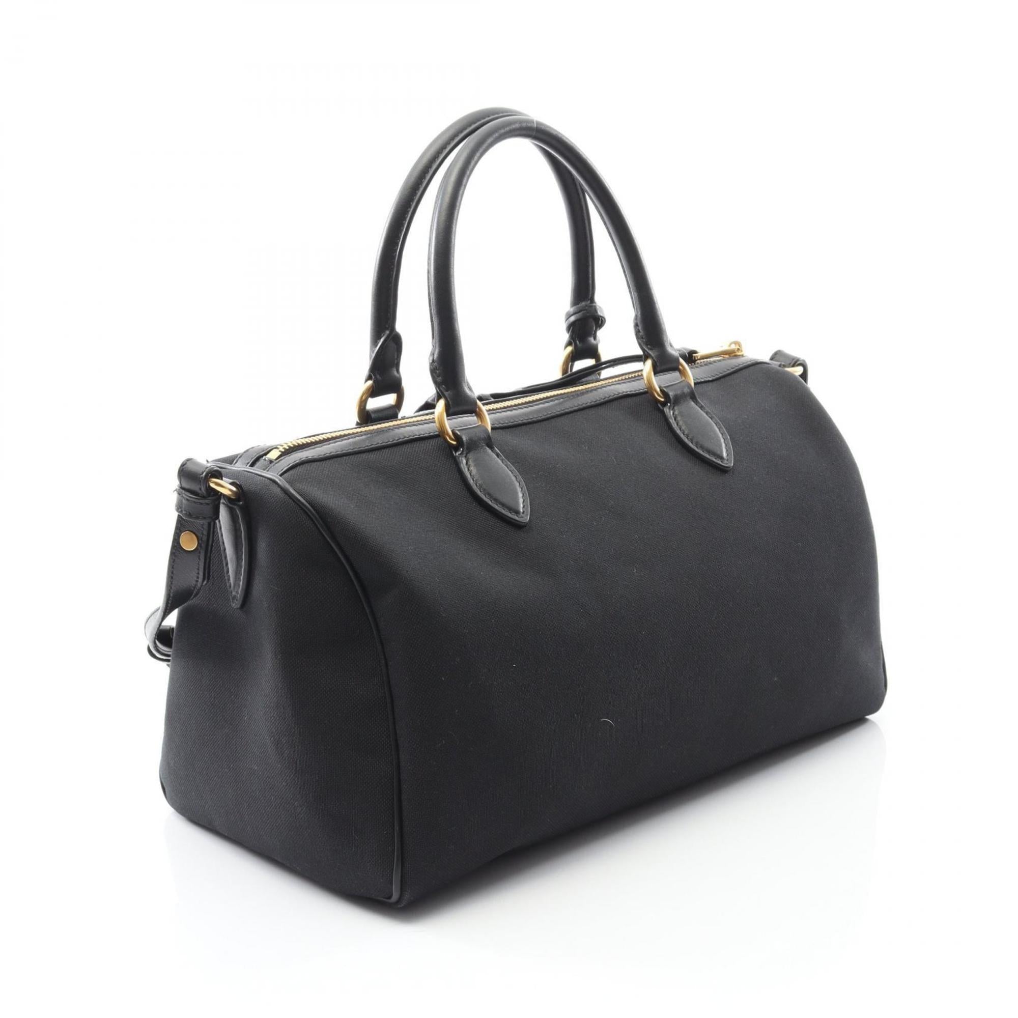 Prada Black Canvas Leather Handbag (Pre-Owned)