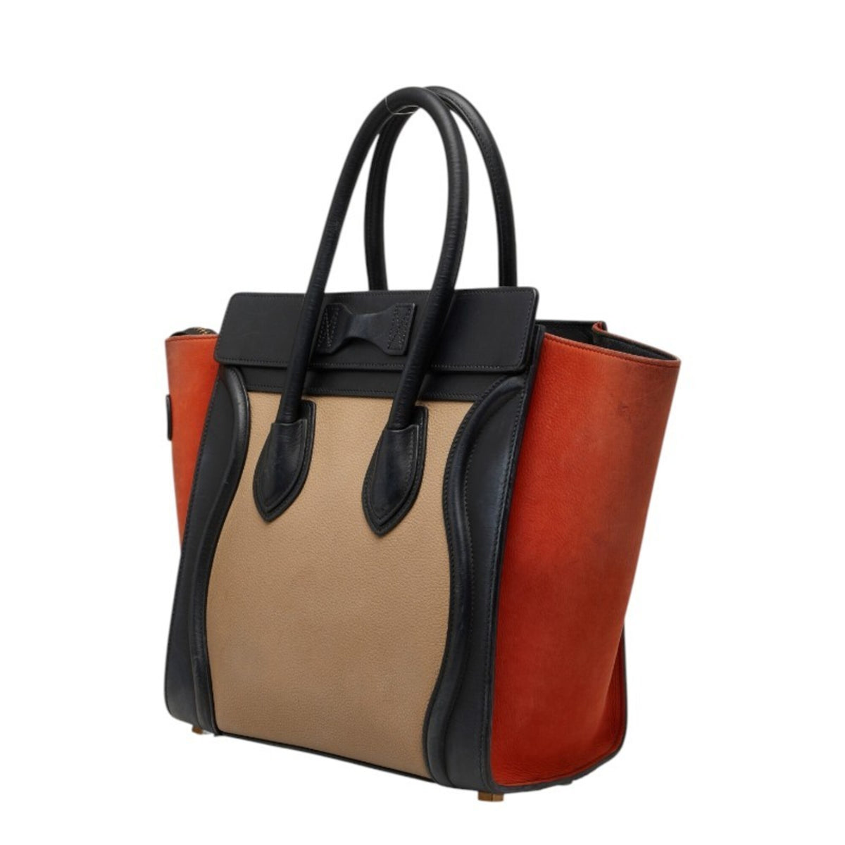 Celine Beige Black Orange Leather Handbag Tote Bag (Pre-Owned)
