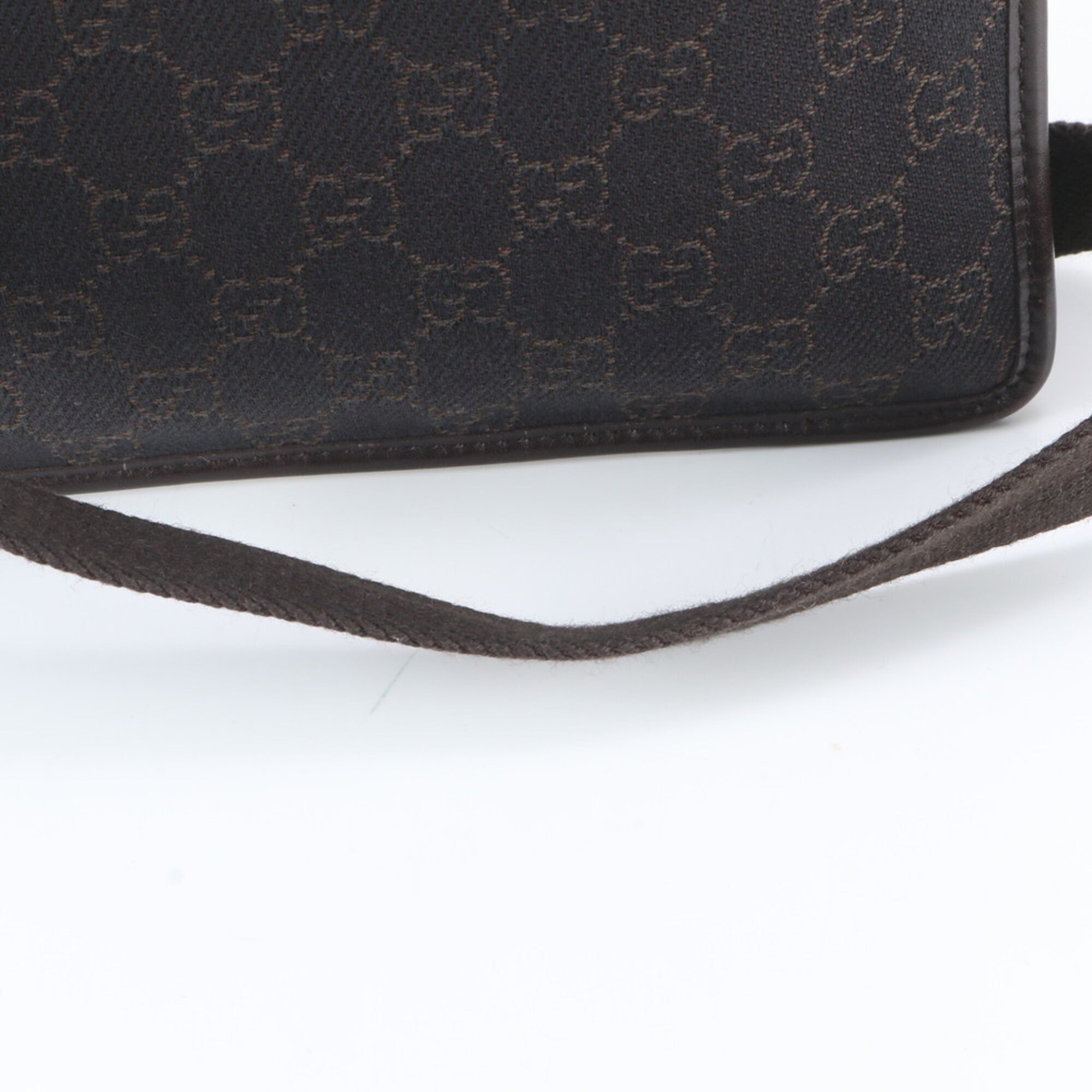 Gucci Gg Canvas Dark Brown Leather Canvas Shoulder Bag (Pre-Owned)
