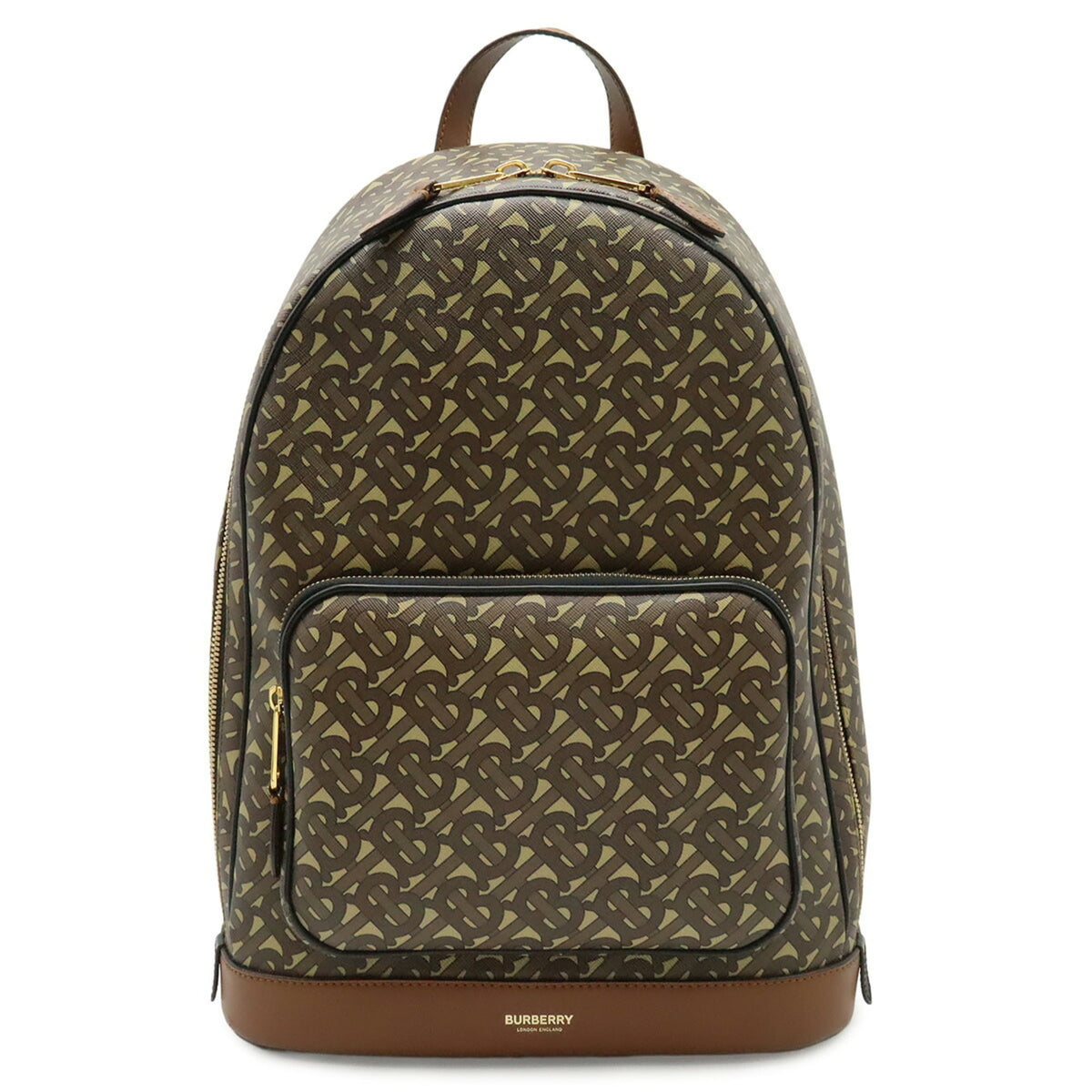 Burberry Beige Black Brown Coated Canvas Leather Backpack (Pre-Owned)