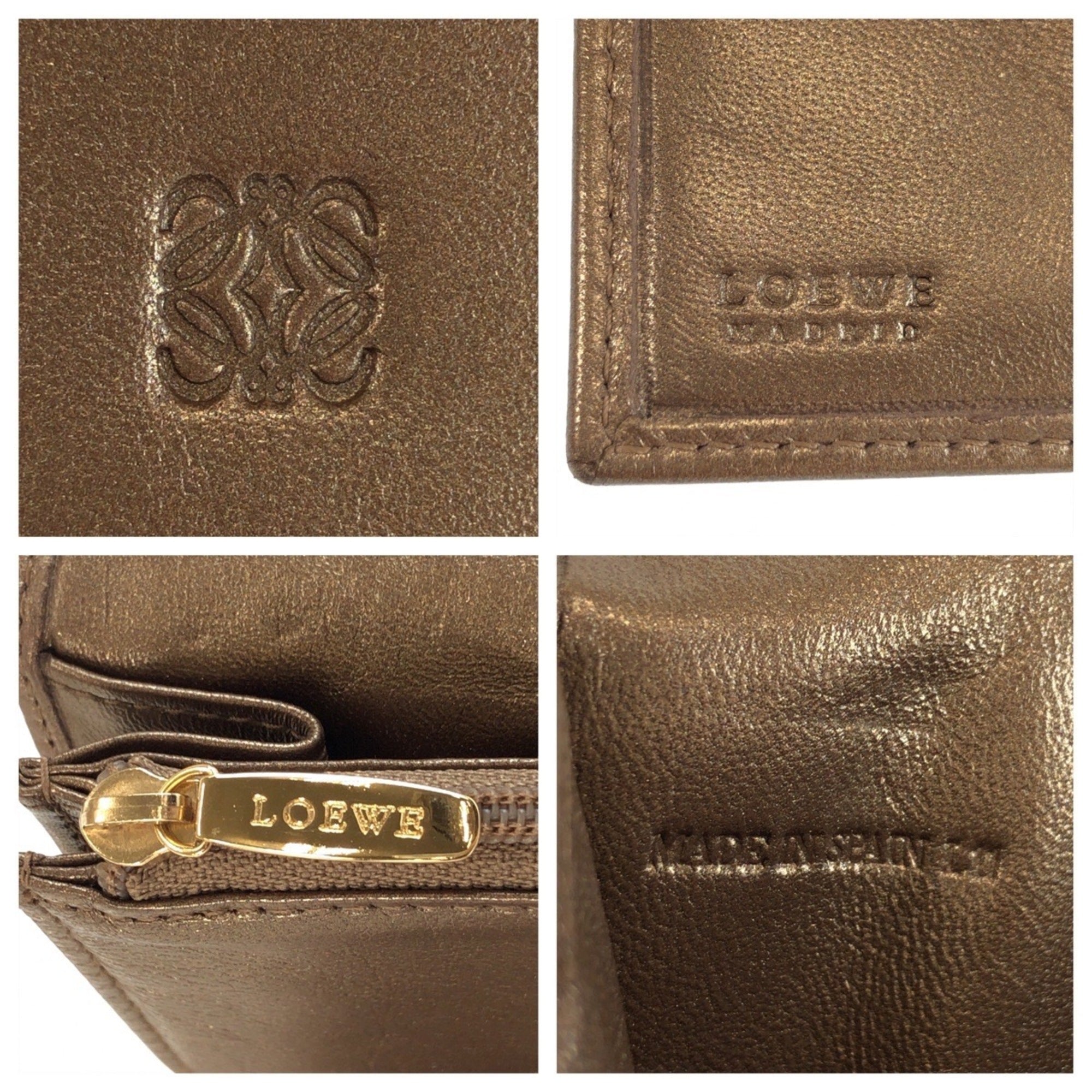 Loewe Bronze Leather Long Wallet (Bi-Fold) (Pre-Owned)