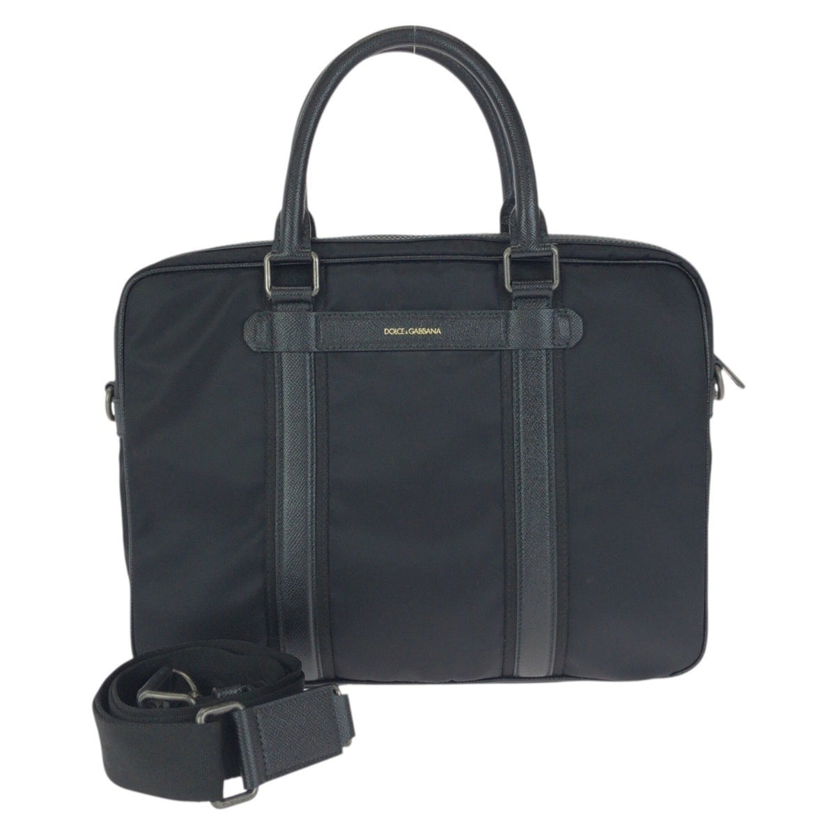 Dolce & Gabbana Black Nylon Leather Briefcase Shoulder Bag (Pre-Owned)
