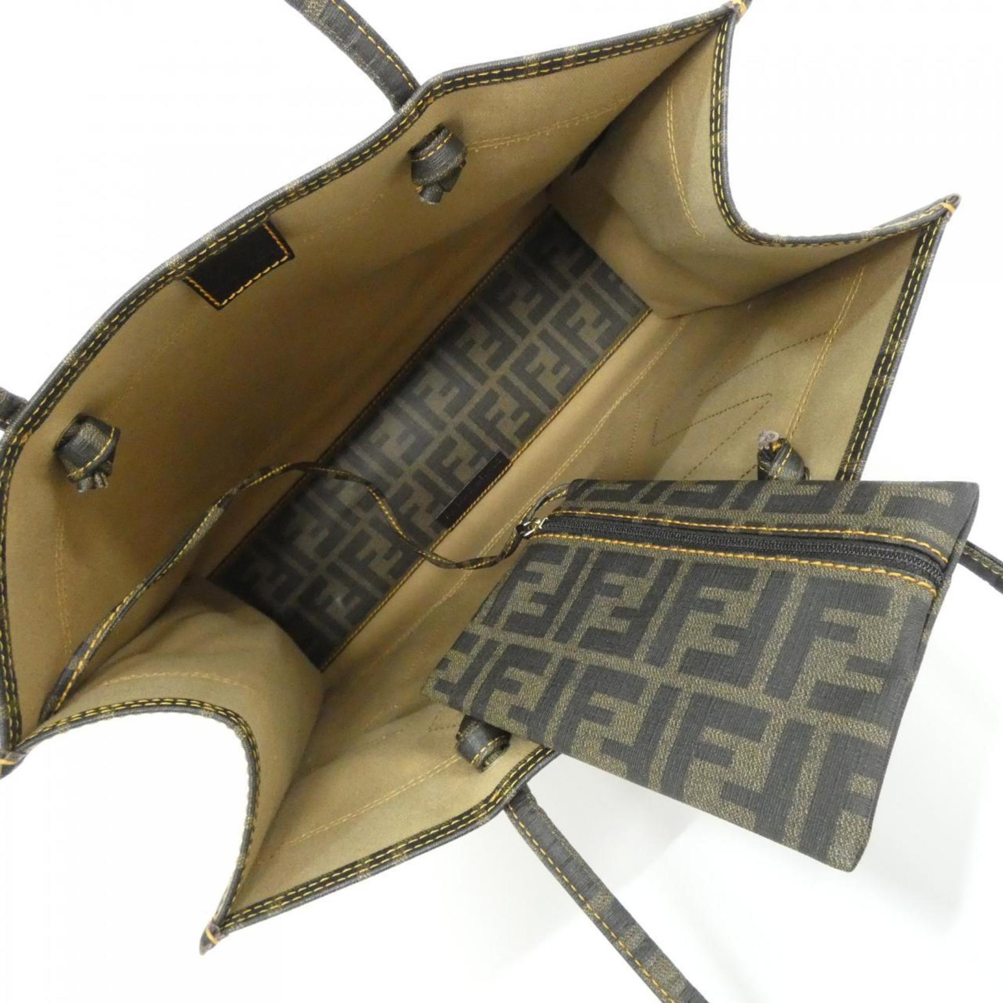 Fendi Beige Coated Canvas Leather Handbag (Pre-Owned)