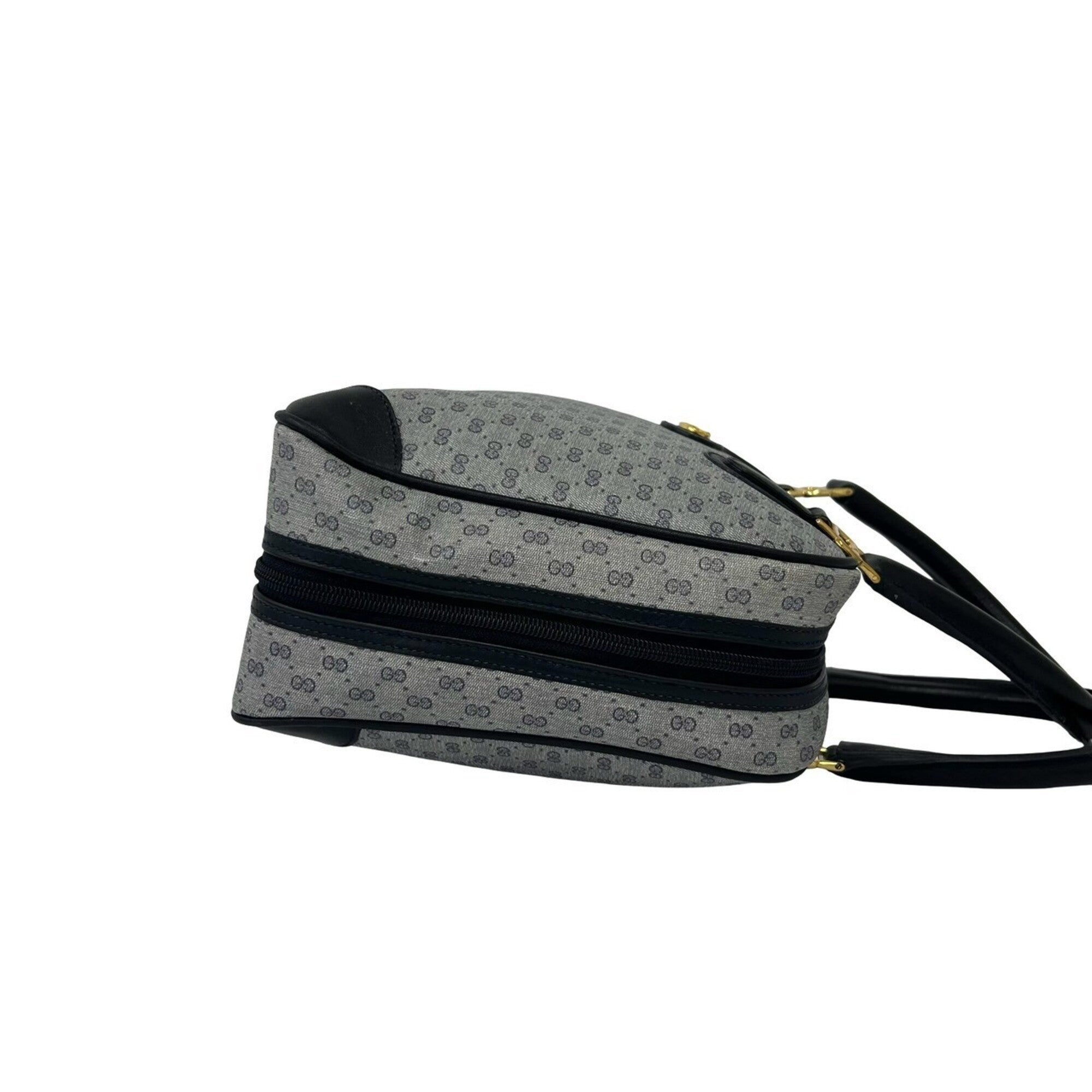Gucci Navy Leather Pvc Boston Bag Handbag (Pre-Owned)
