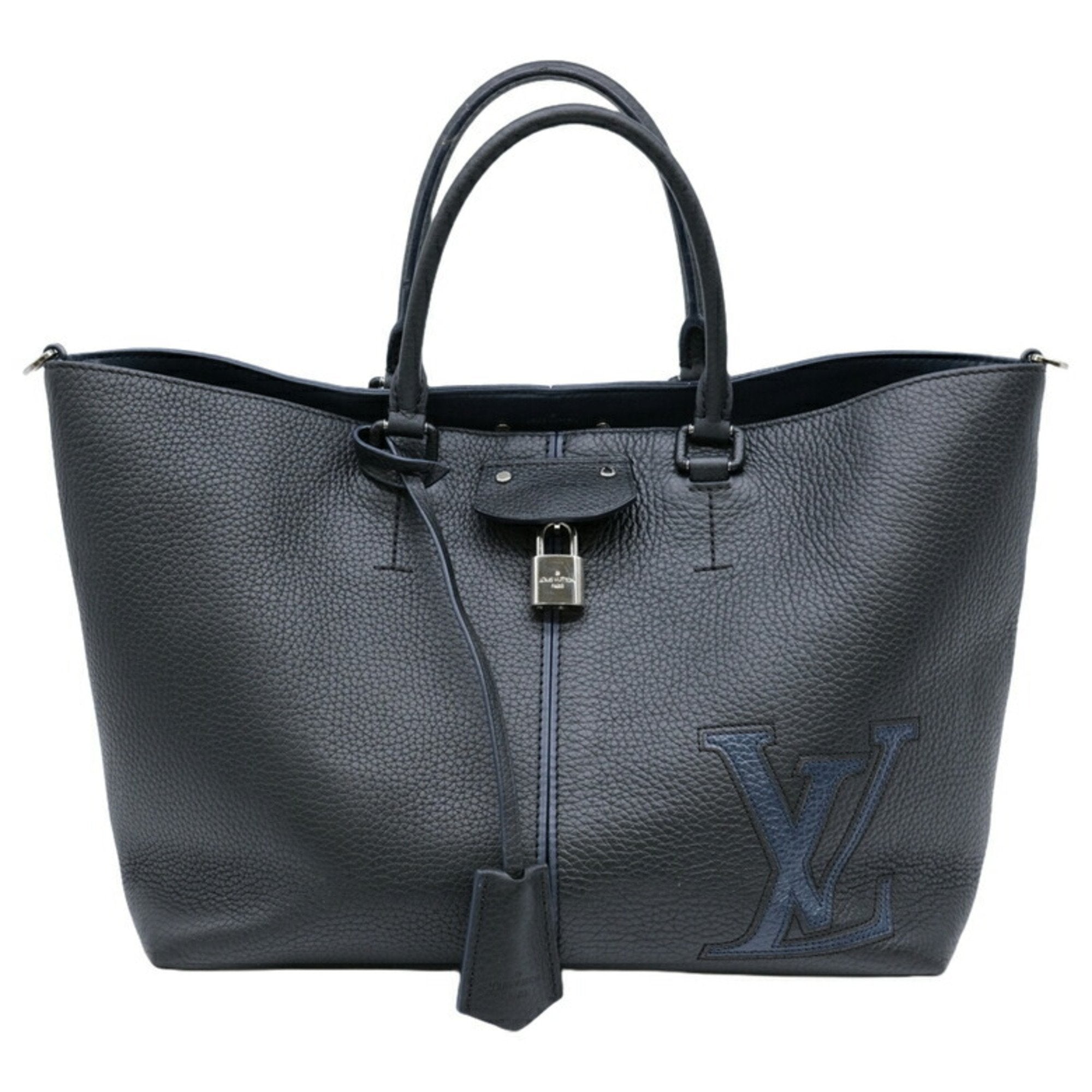 Louis Vuitton Black Navy Leather Tote Bag (Pre-Owned)