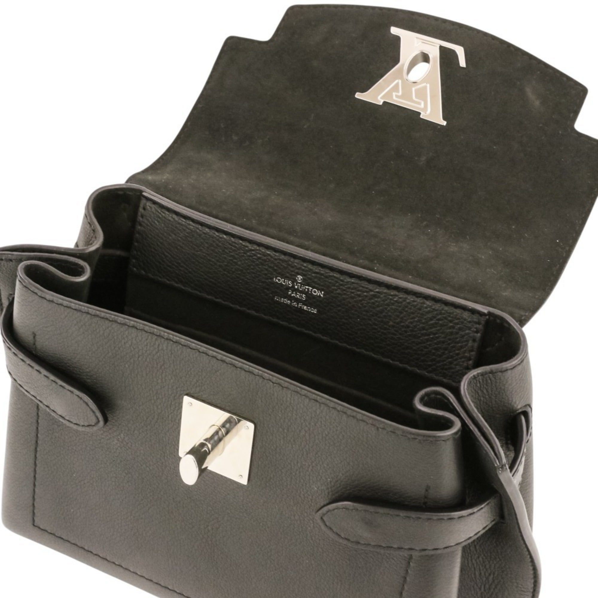 Louis Vuitton Black Leather Handbag Shoulder Bag (Pre-Owned)