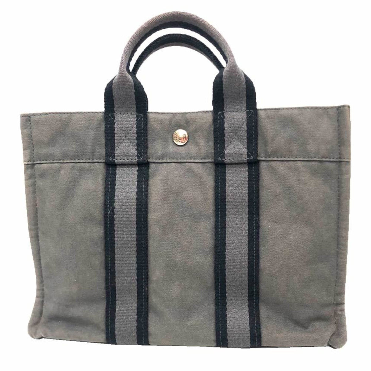 Hermes Fourre Tout Gray Canvas Tote Bag (Pre-Owned)