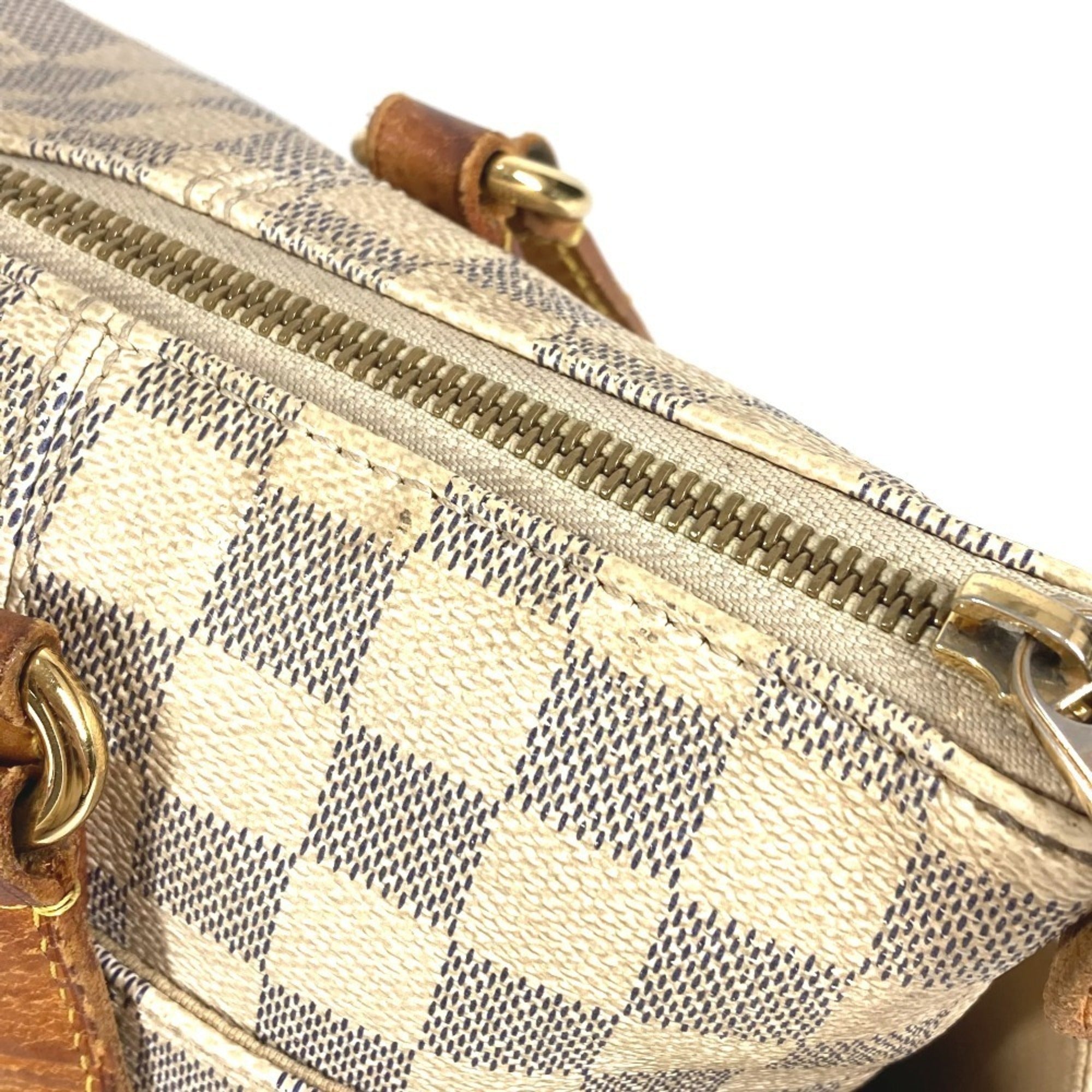 Louis Vuitton Galle White Yellow Damier Azur Shoulder Bag Tote Bag (Pre-Owned)