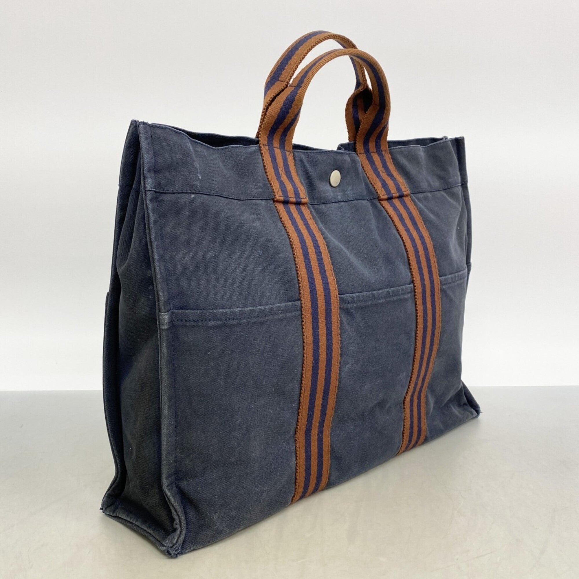 Hermes Navy Canvas Tote Bag (Pre-Owned)