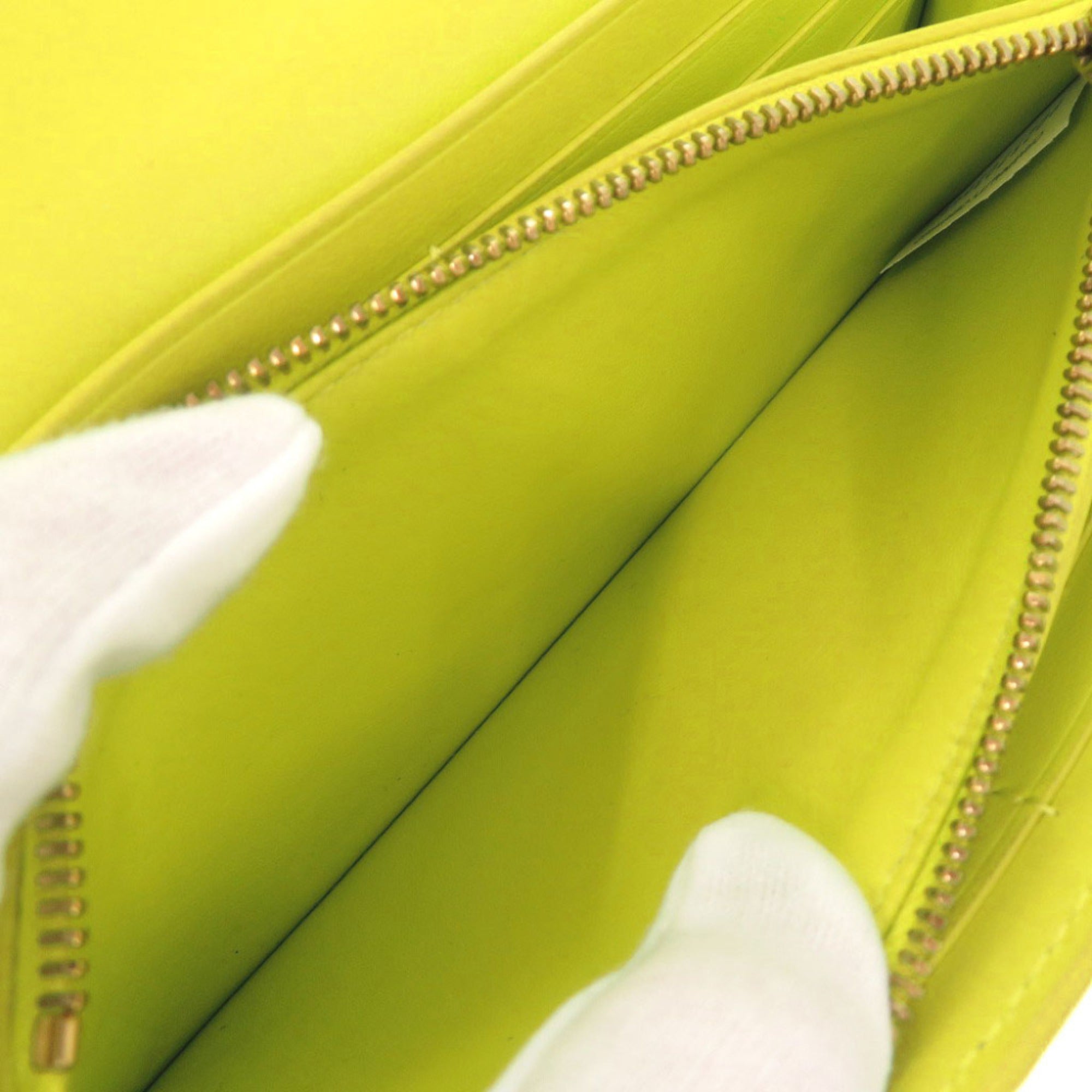 Bottega Veneta Green Yellow Intrecciato Long Wallet (Bi-Fold) (Pre-Owned)