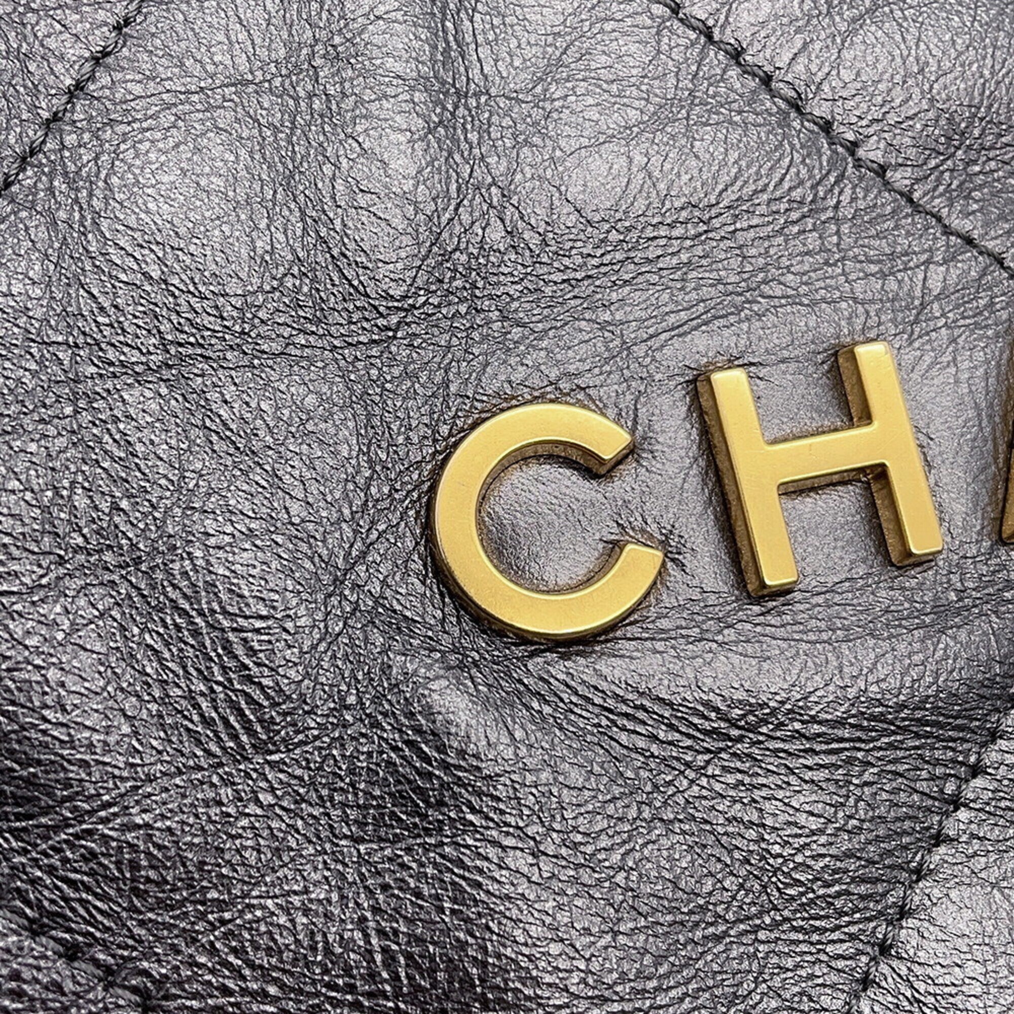 Chanel Gray Leather Handbag (Pre-Owned)