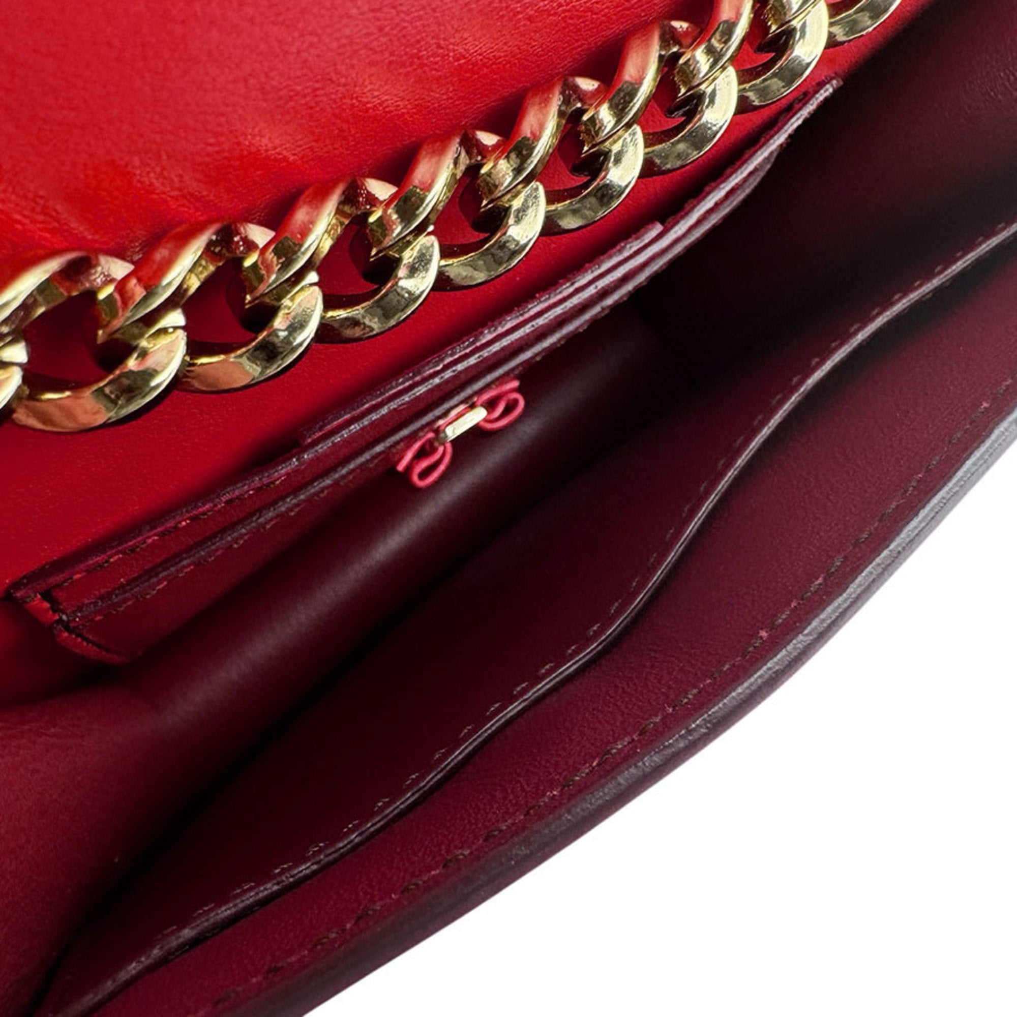 Salvatore Ferragamo Pink Red Color Leather Shoulder Bag (Pre-Owned)
