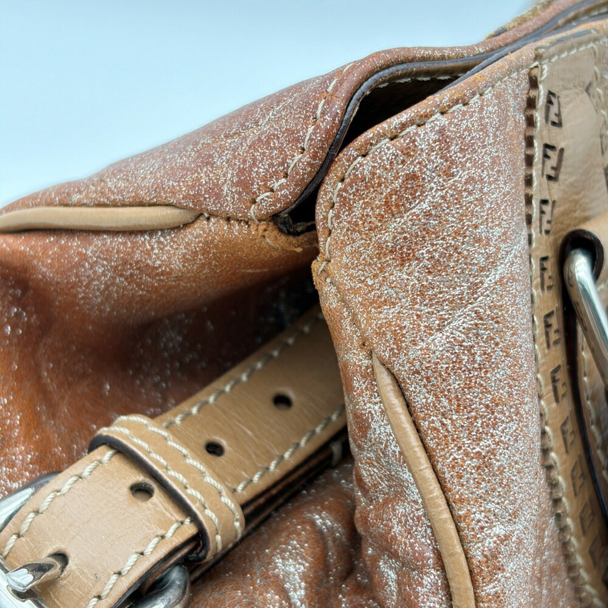 Fendi Etnico Bronze Brown Metallic Leather Handbag Tote Bag (Pre-Owned)