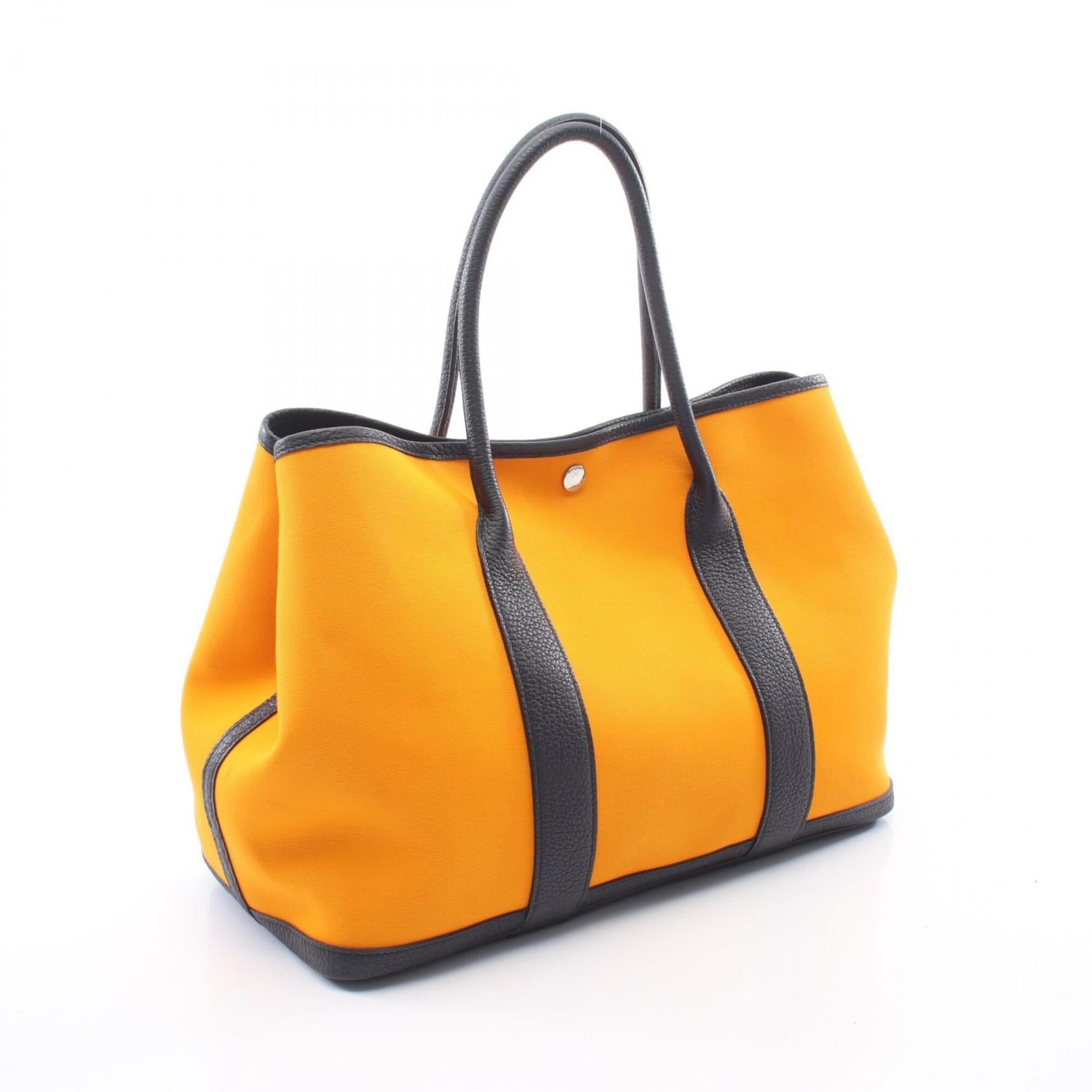 Hermes Blue Indigo Navy Orange Canvas Handbag Tote Bag (Pre-Owned)