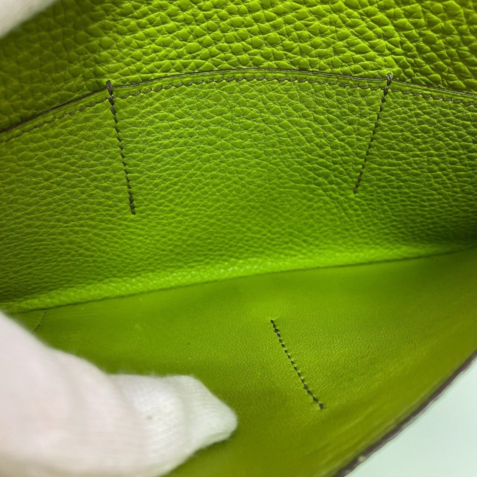Hermes Green Taurillon Clemence Leather Long Wallet (Bi-Fold) (Pre-Owned)