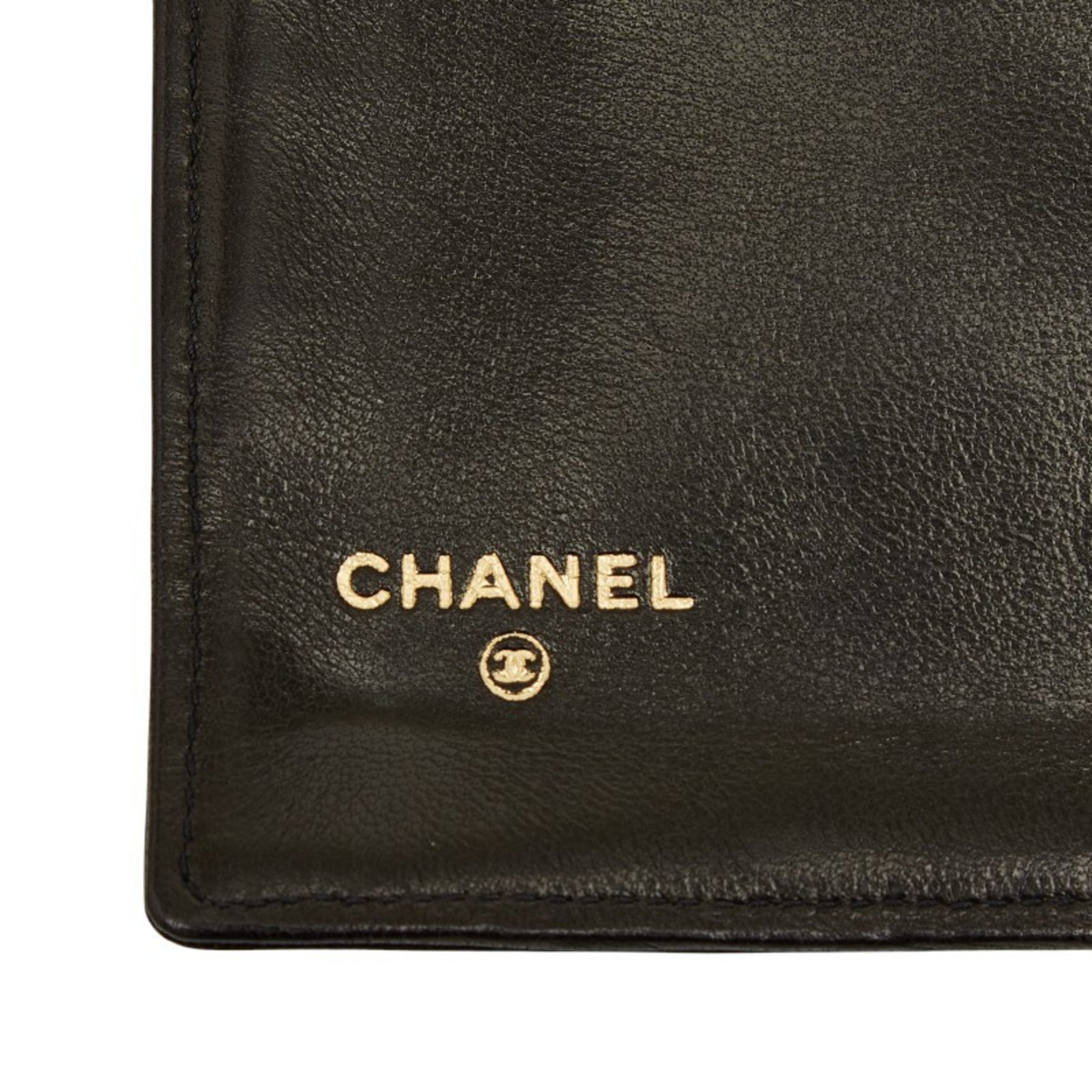 Chanel Black Leather Long Wallet (Bi-Fold) (Pre-Owned)