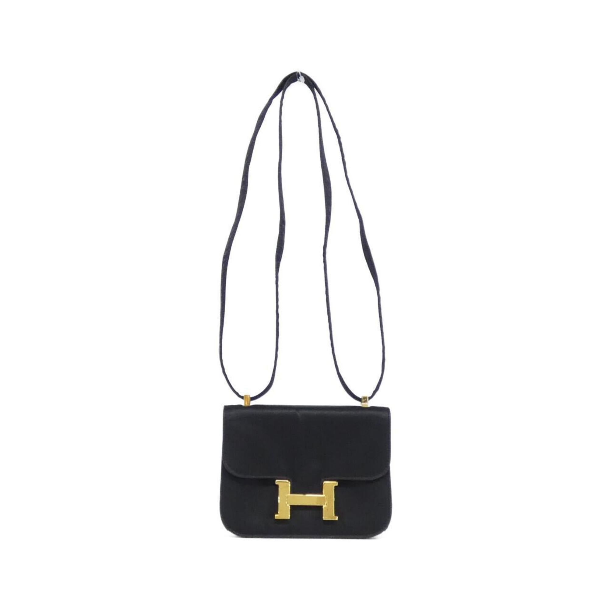 Hermes Constance Black Satin Shoulder Bag (Pre-Owned)