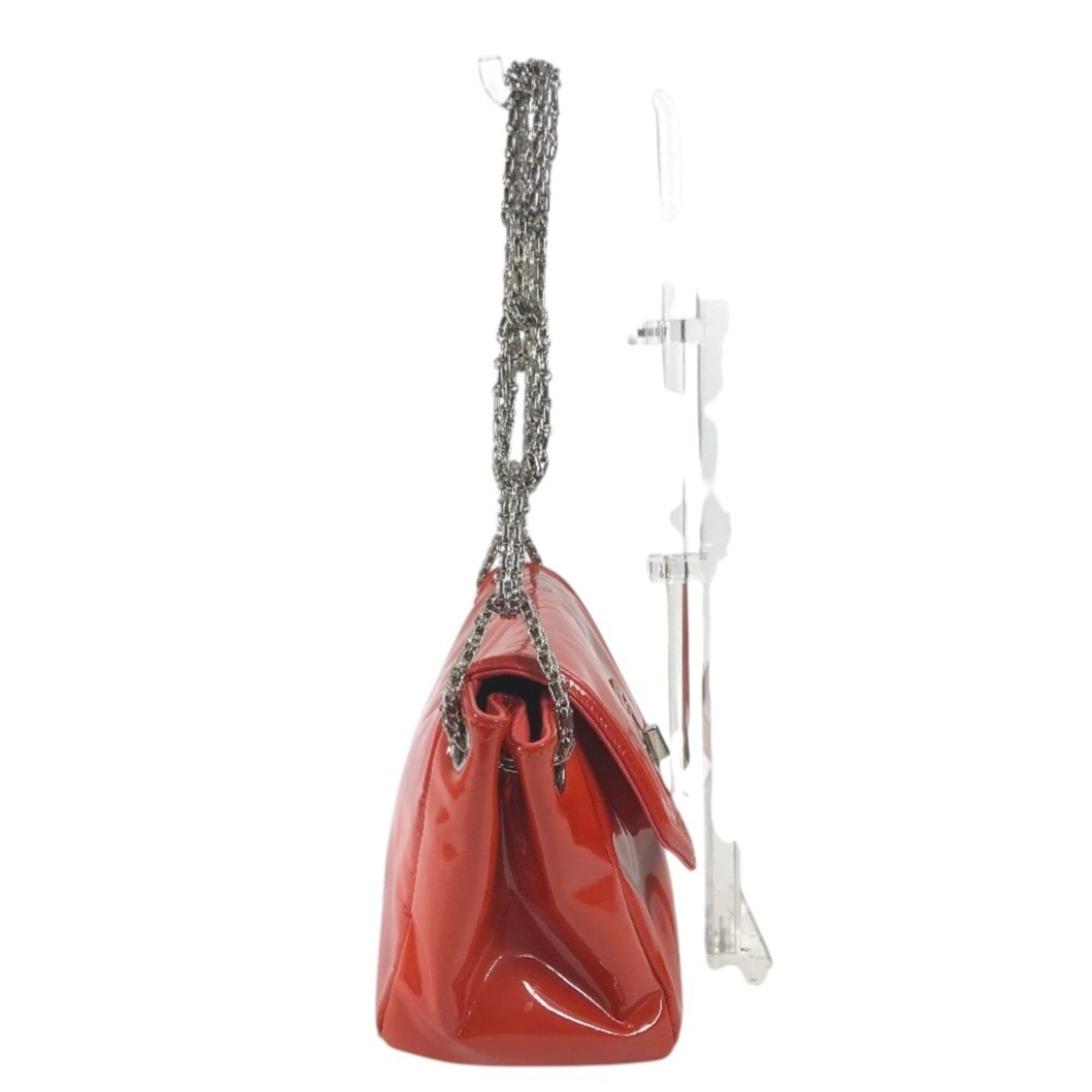 Chanel Orange Red Color Patent Leather Shoulder Bag (Pre-Owned)