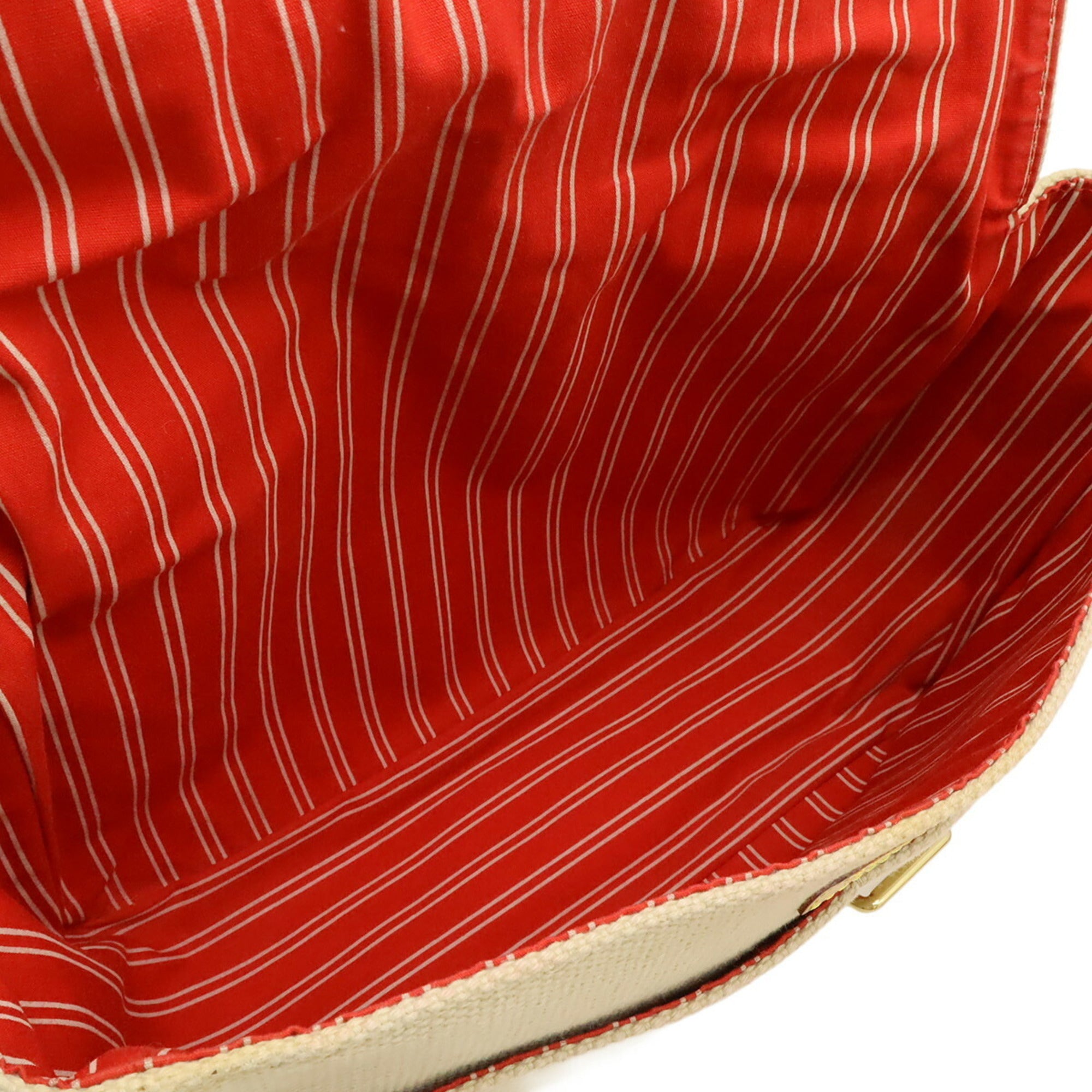 Louis Vuitton Beige Red Color Canvas Shoulder Bag (Pre-Owned)
