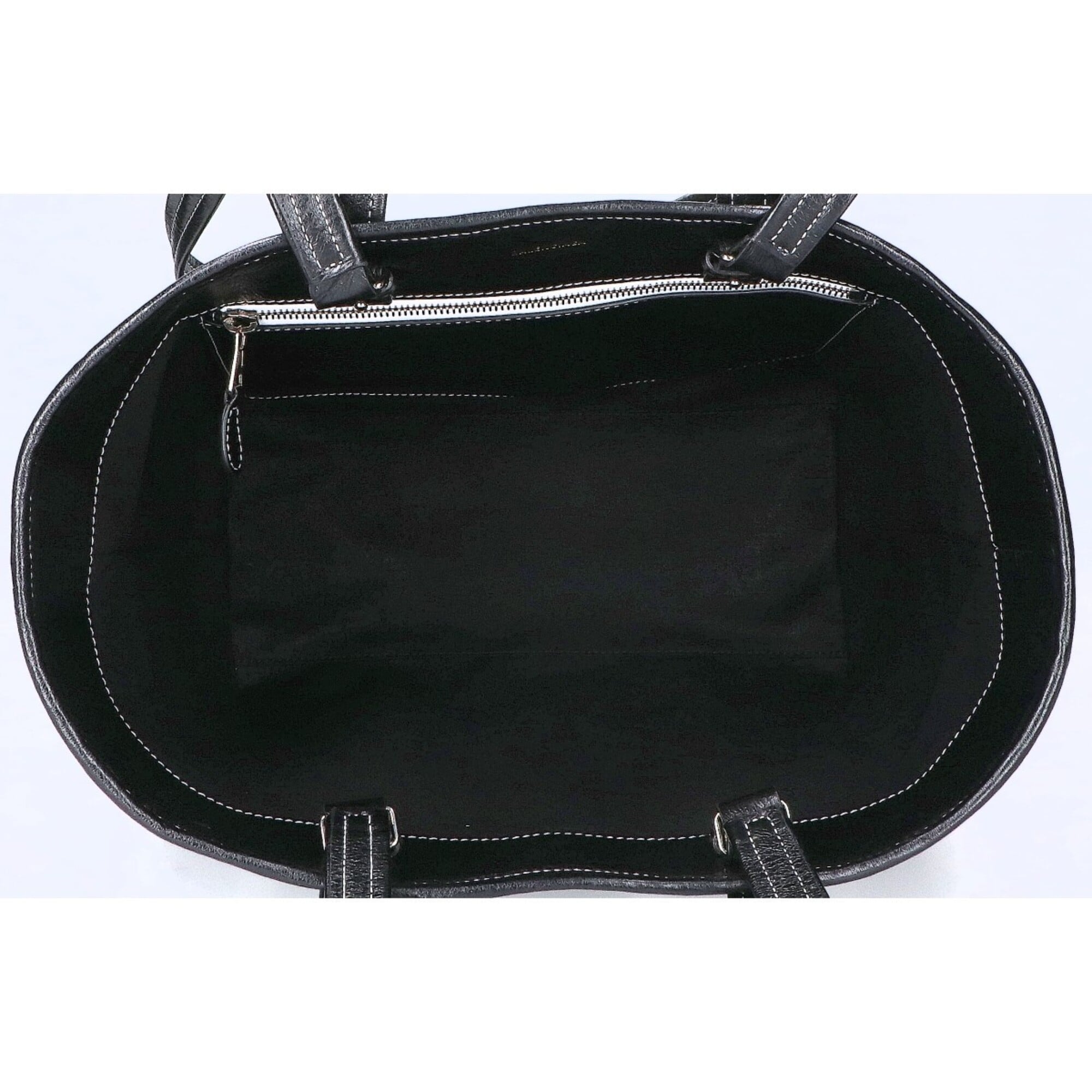 Balenciaga Black White Leather Tote Bag (Pre-Owned)
