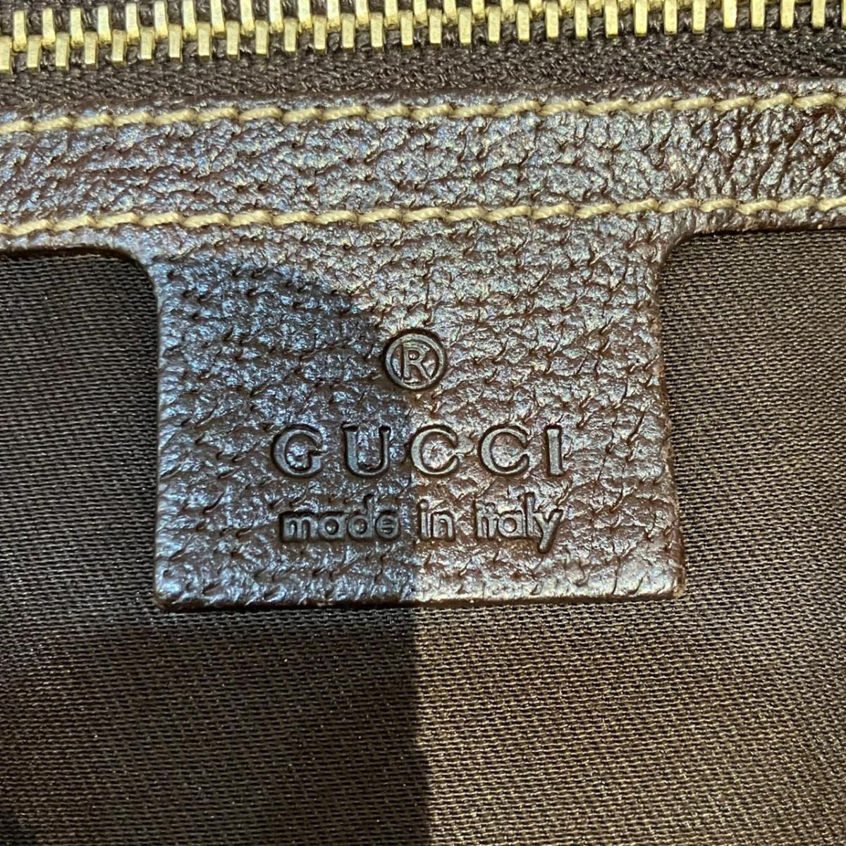 Gucci Gg Canvas Beige Brown Canvas Leather Handbag (Pre-Owned)