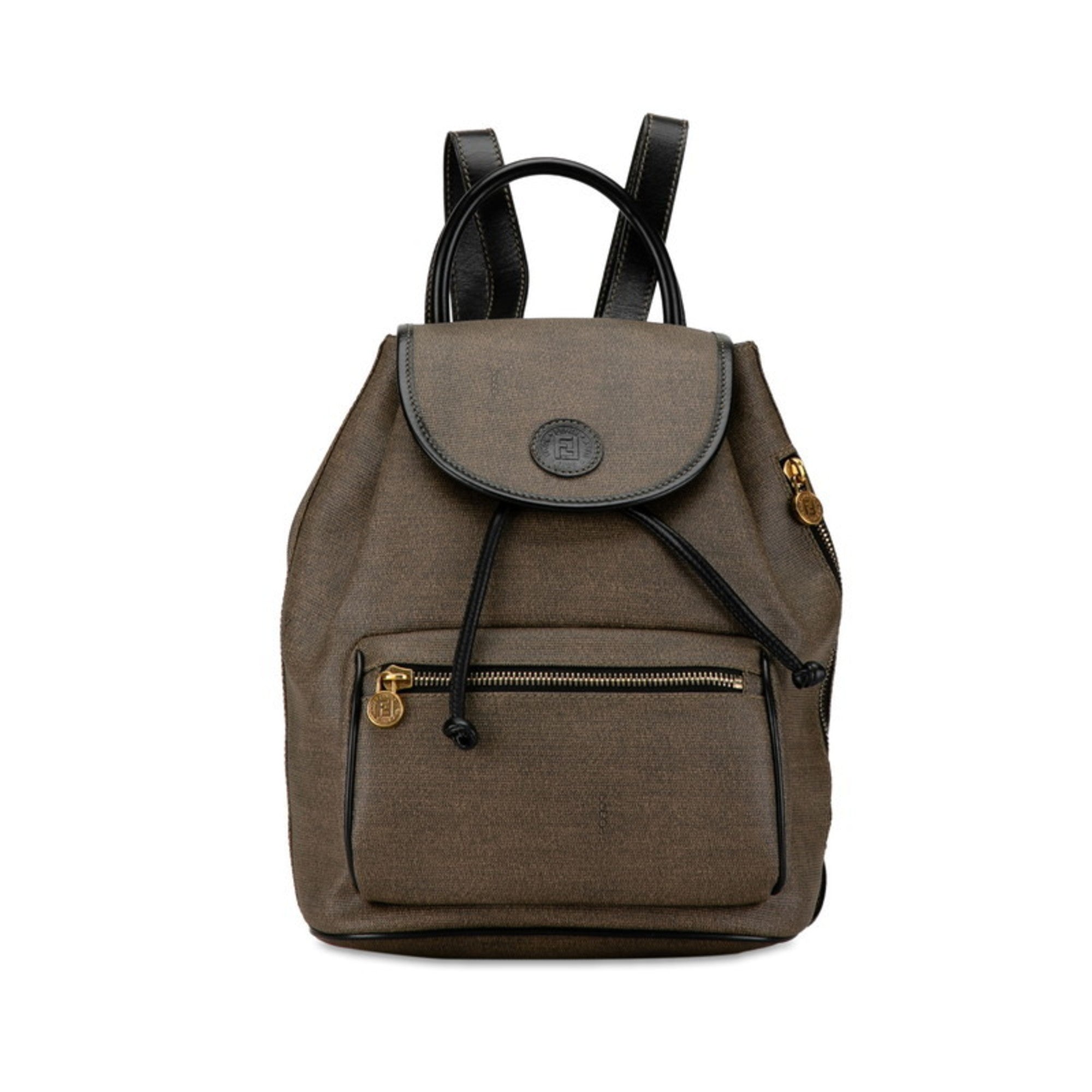 Fendi Zucchino Black Grayish Zucchino Pvc Leather Backpack (Pre-Owned)