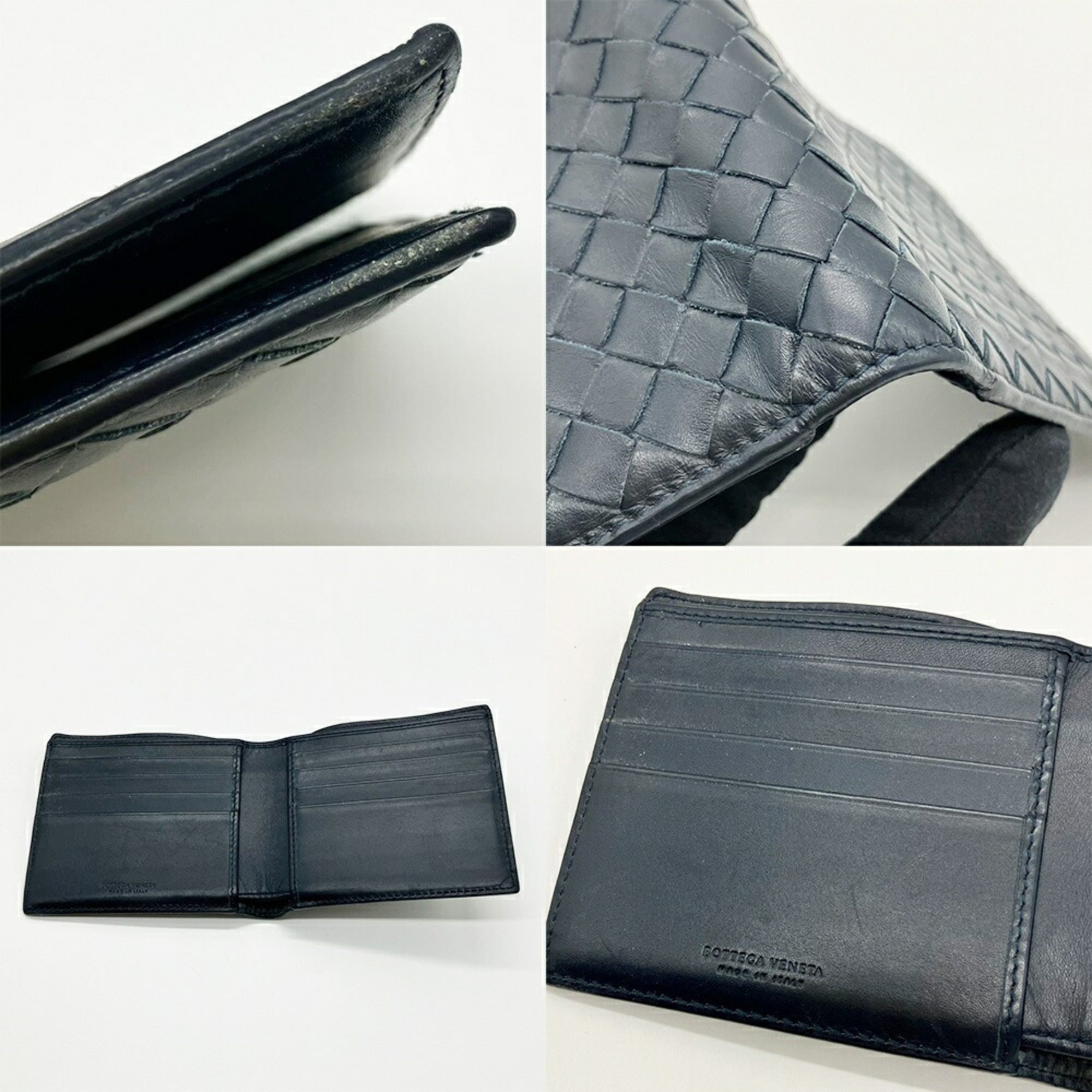 Bottega Veneta Navy Leather Wallet (Bi-Fold) (Pre-Owned)