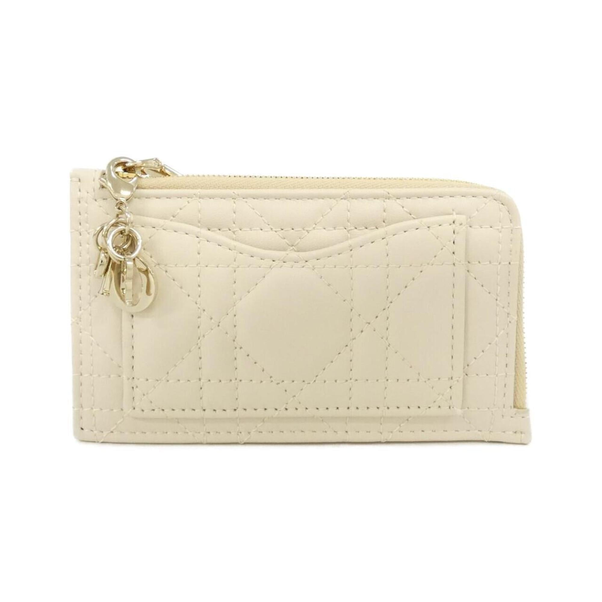 Christian Dior Ivory Leather Coin Purse/Coin Case (Pre-Owned)