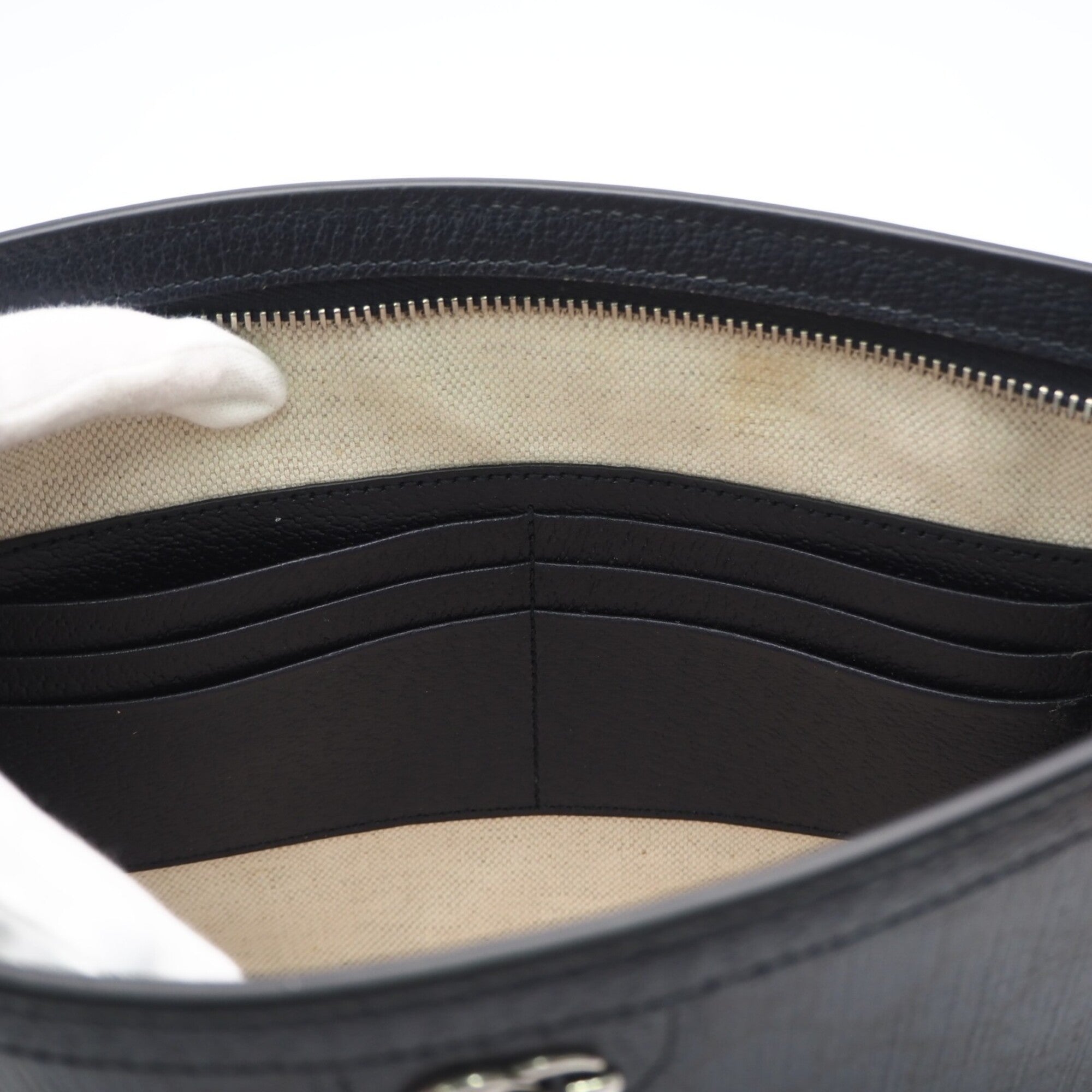 Gucci Navy Coated Canvas Leather Clutch Bag (Pre-Owned)
