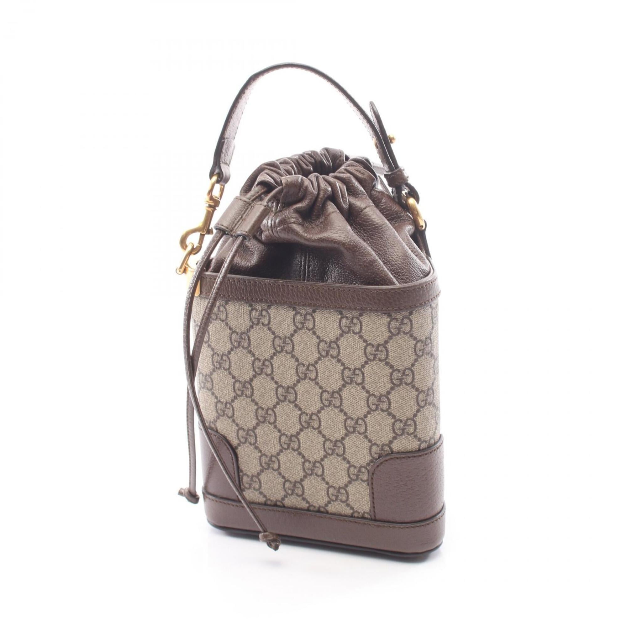 Gucci Beige Brown Gg Supreme Leather Handbag (Pre-Owned)