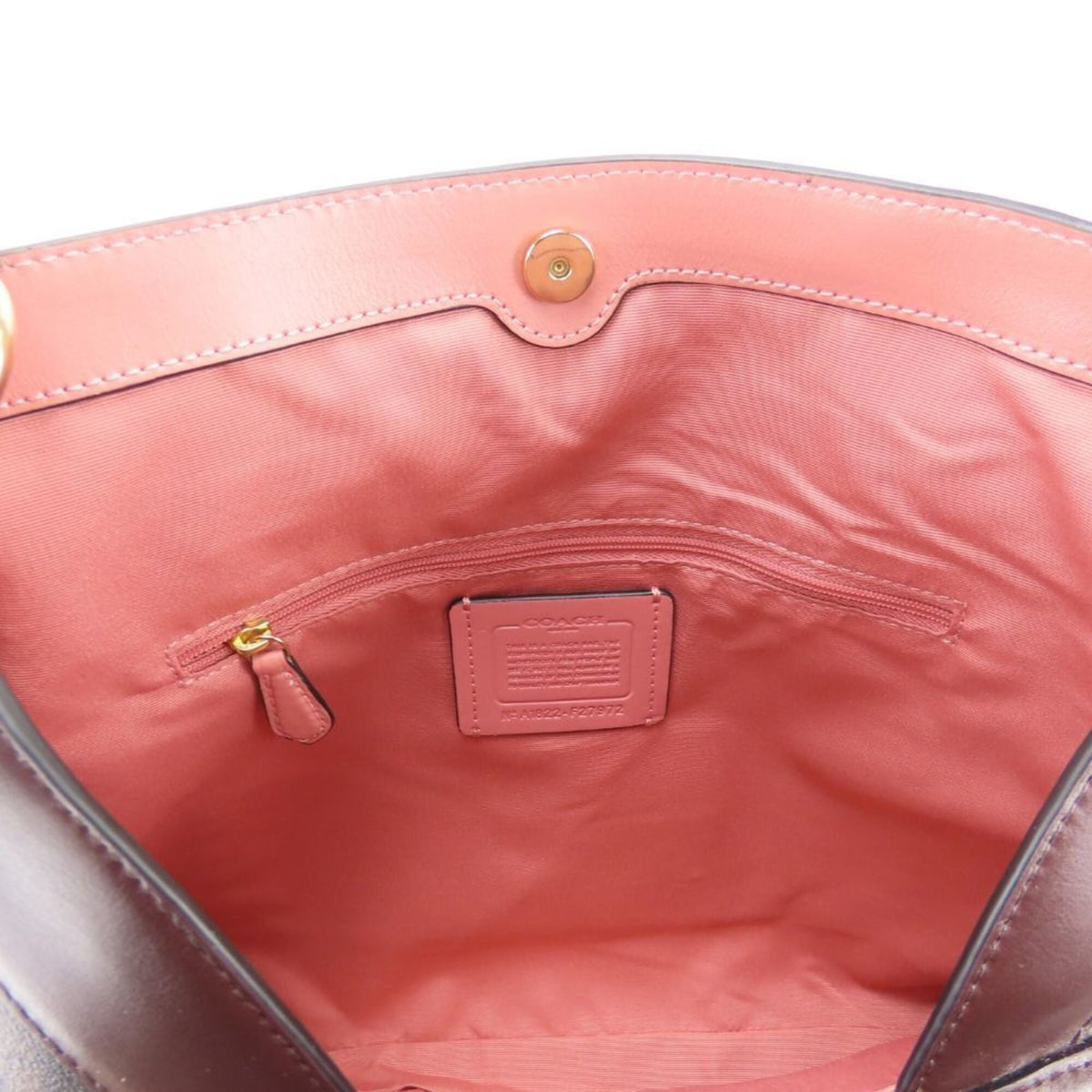 Coach Dark Brown Pink Wine Leather Pvc Tote Bag (Pre-Owned)