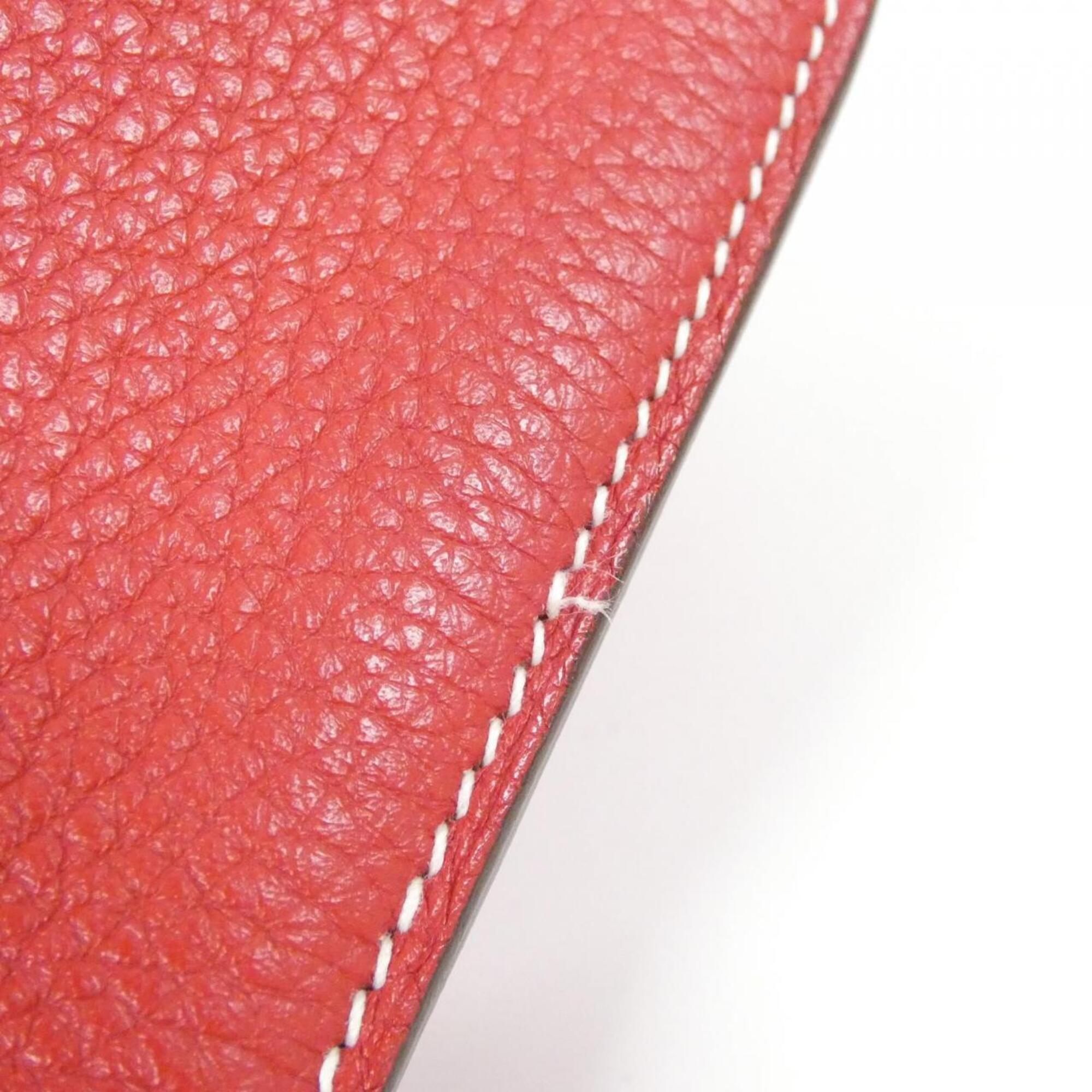 Hermes Rouge Casaque Taurillon Clemence Leather Handbag (Pre-Owned)