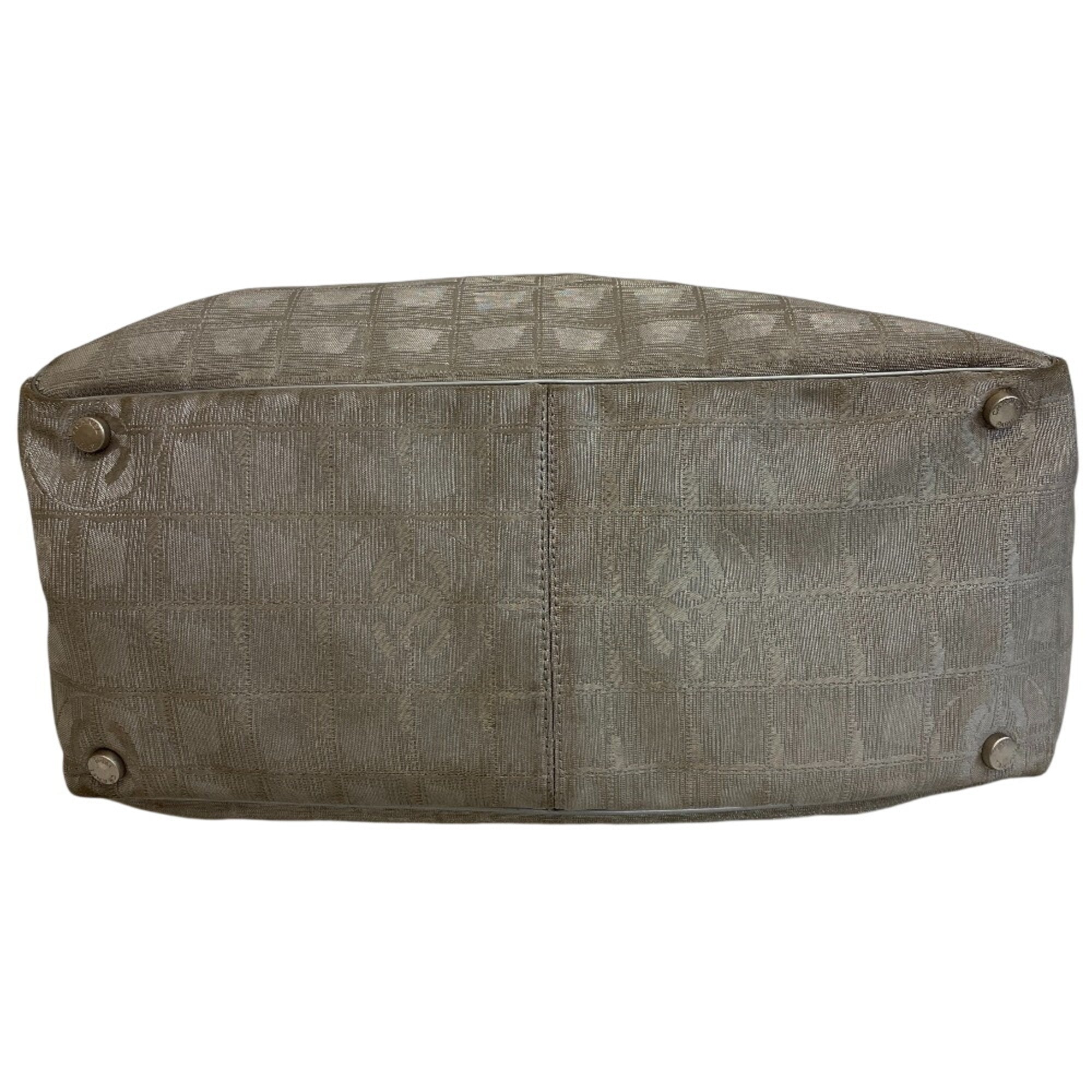 Chanel Silver Canvas Tote Bag (Pre-Owned)