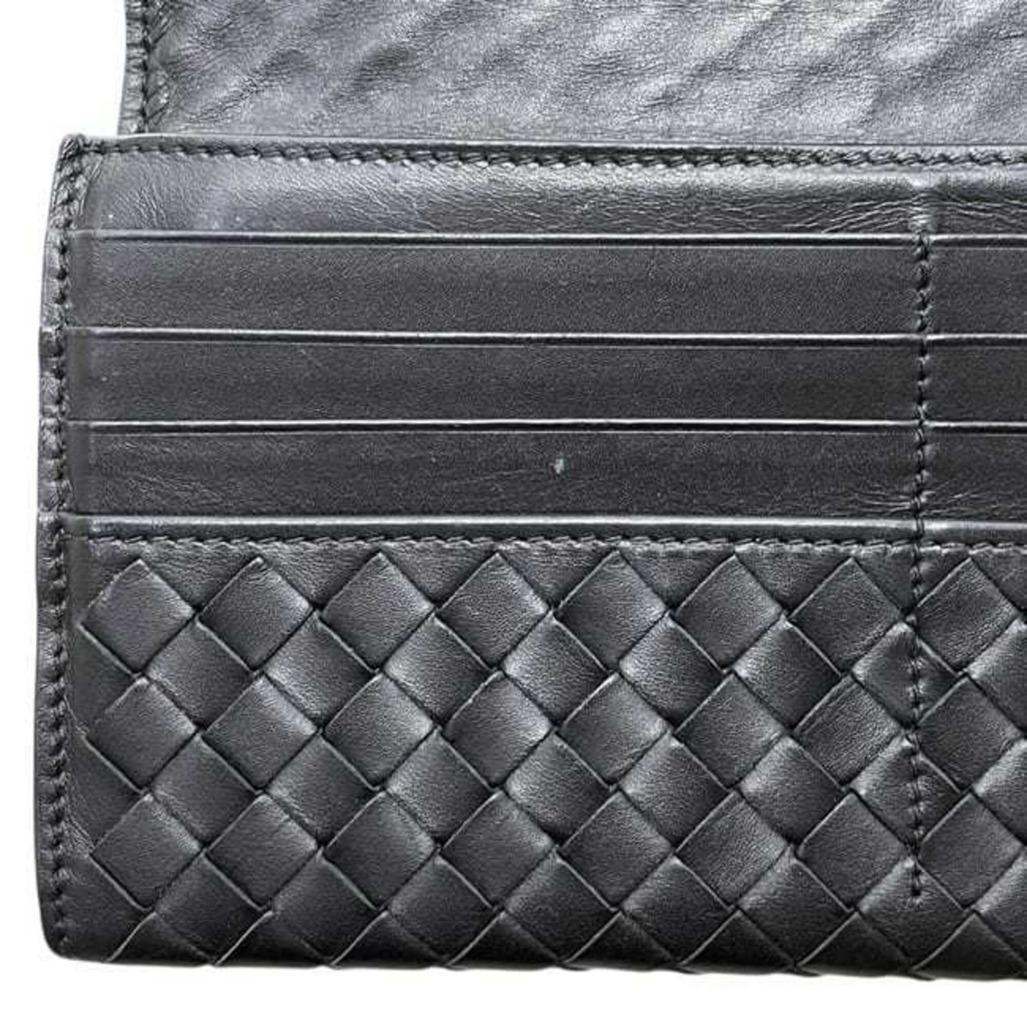 Bottega Veneta Black Intrecciato Long Wallet (Bi-Fold) (Pre-Owned)
