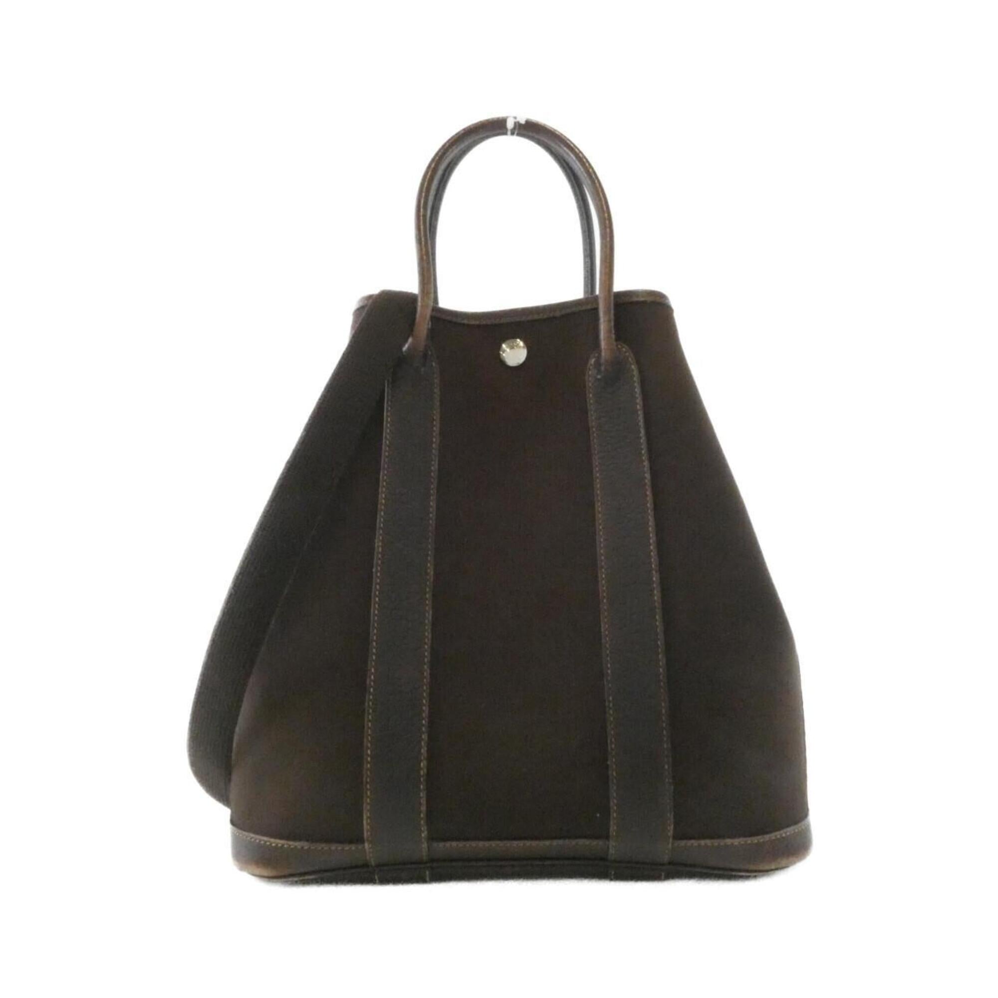 Hermes Brown Toile Officier Handbag (Pre-Owned)
