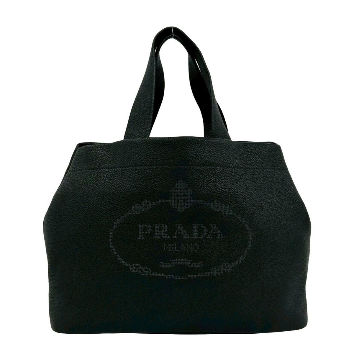 Prada Black Leather Handbag Tote Bag (Pre-Owned)