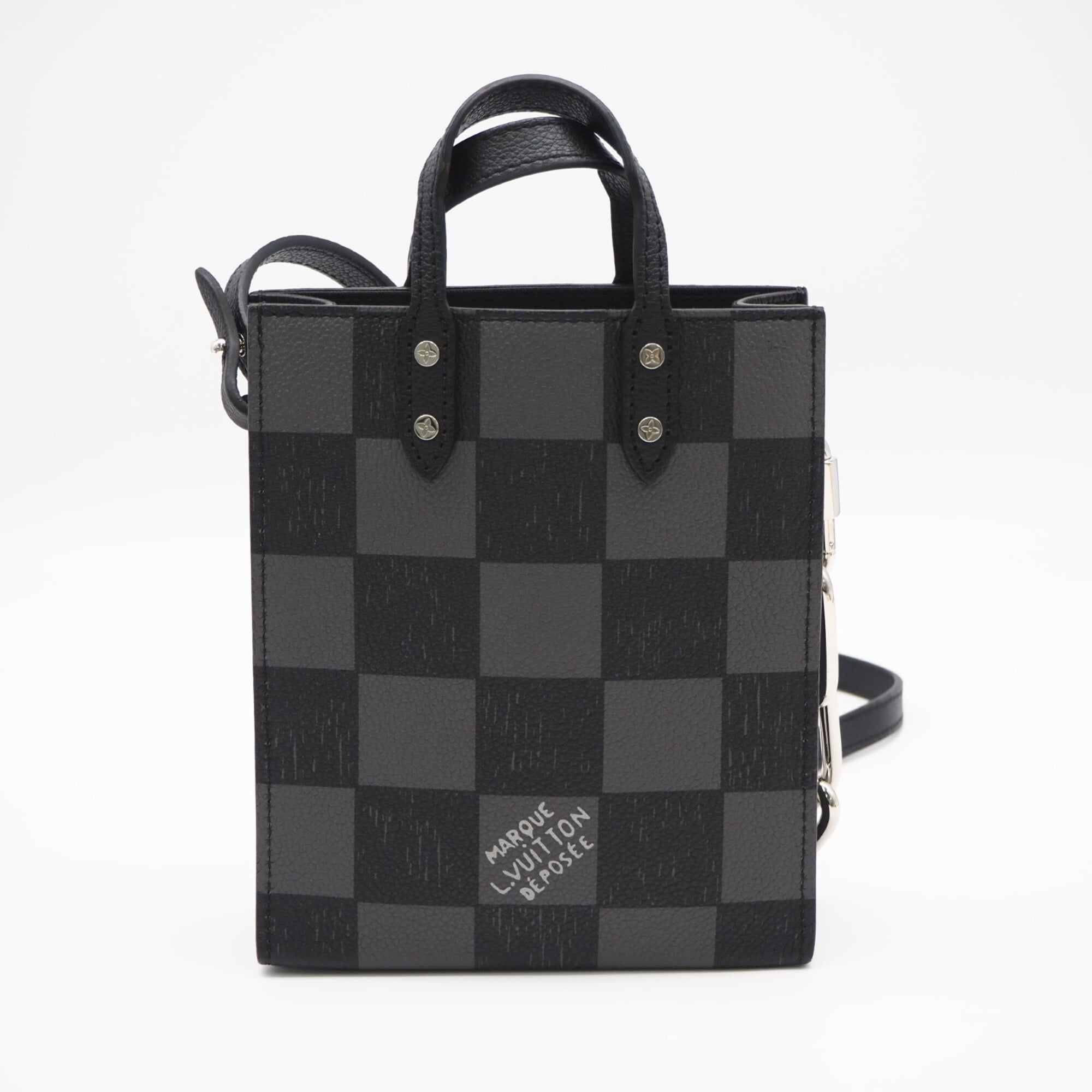 Louis Vuitton Black Damier Canvas Gray Coated Canvas Handbag (Pre-Owned)