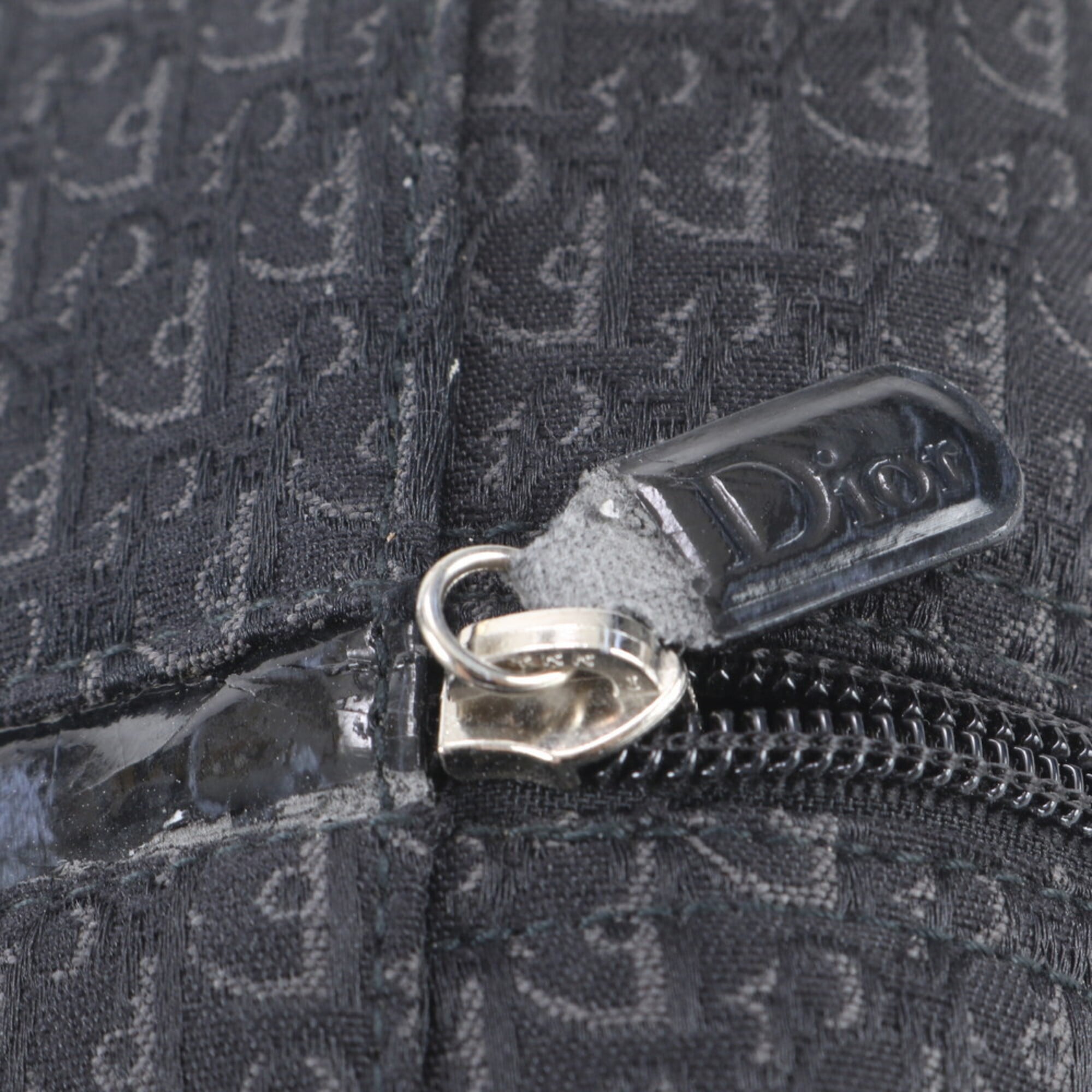 Christian Dior Black Leather Canvas Handbag Tote Bag (Pre-Owned)