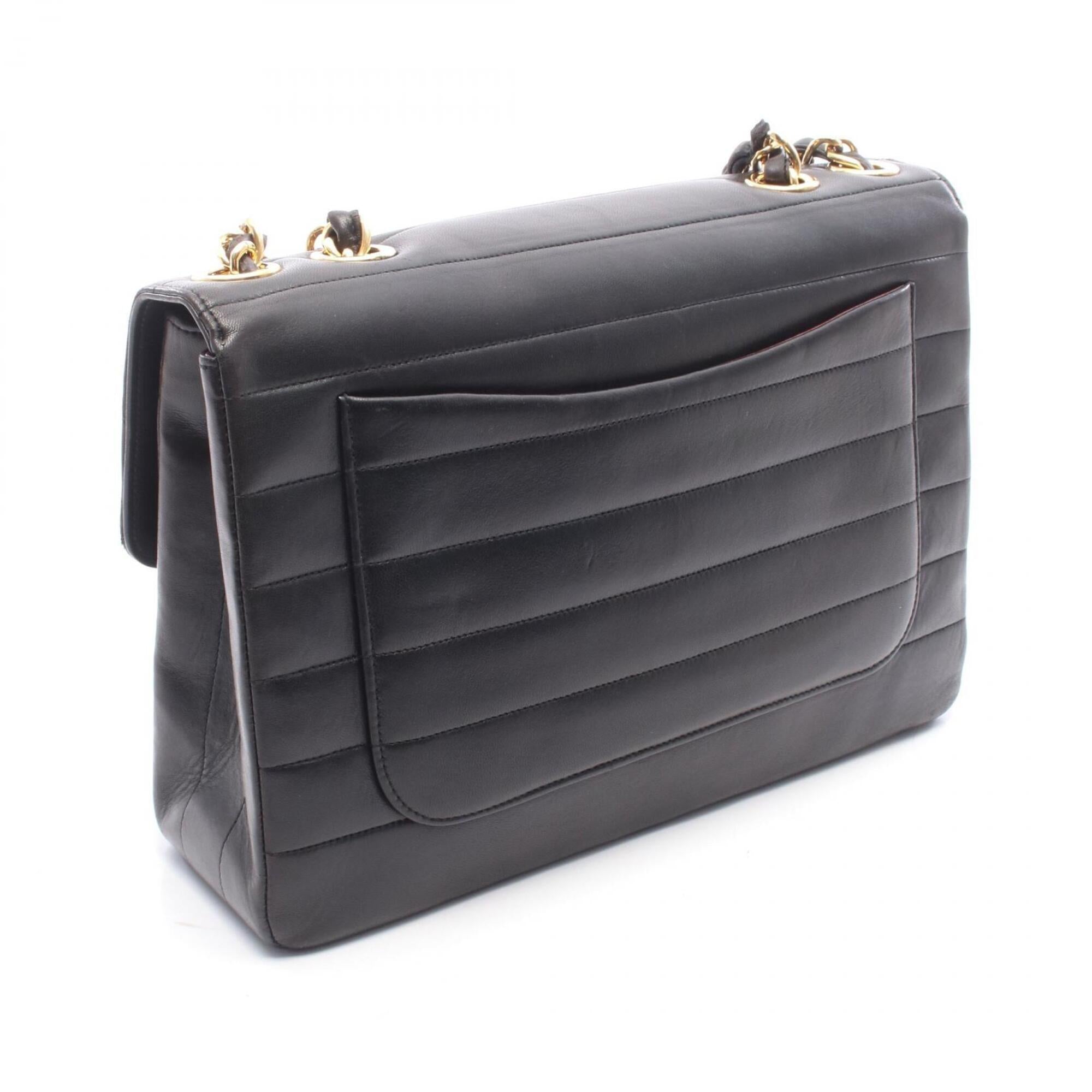 Chanel Black Leather Handbag Shoulder Bag (Pre-Owned)