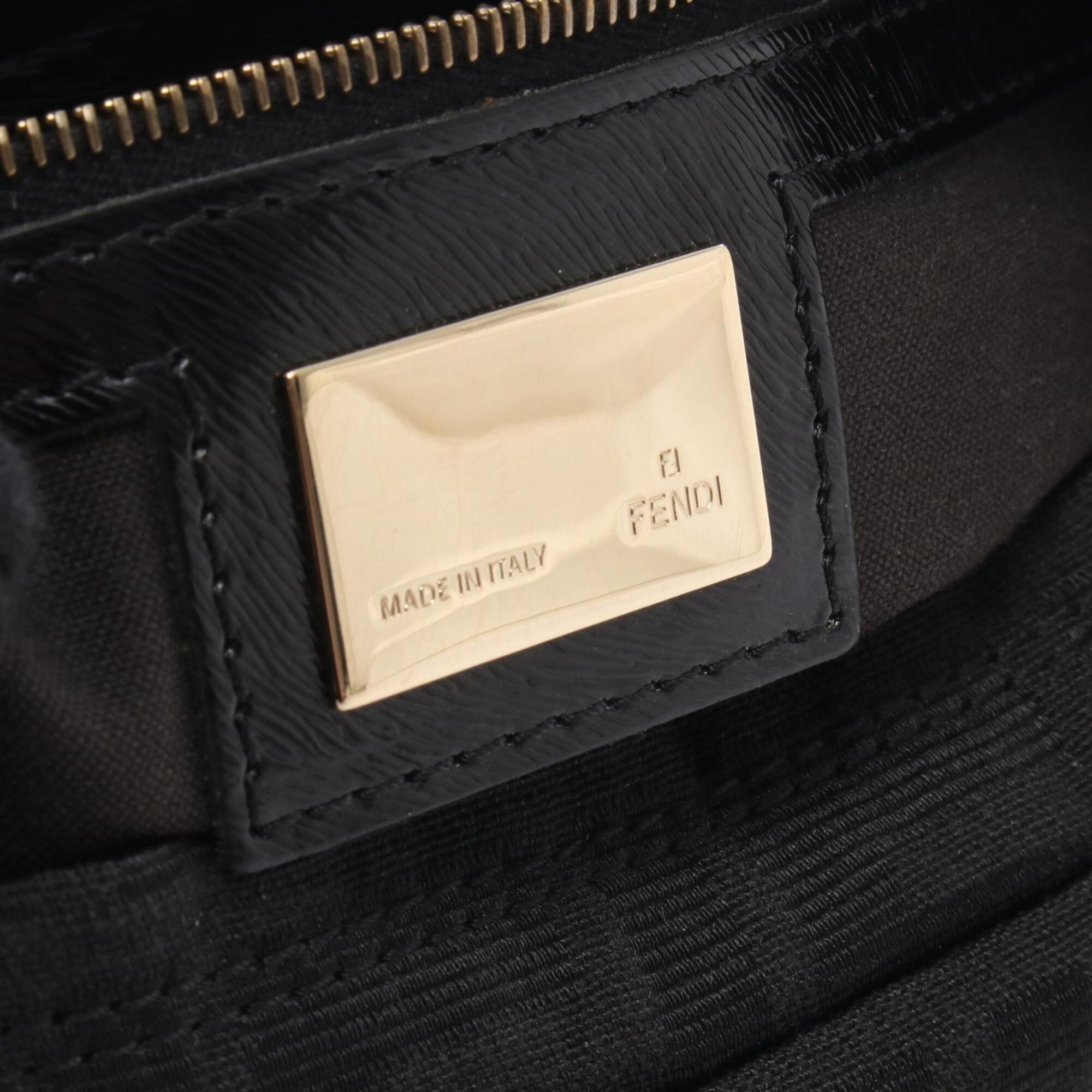Fendi Black Canvas Leather Handbag Shoulder Bag (Pre-Owned)