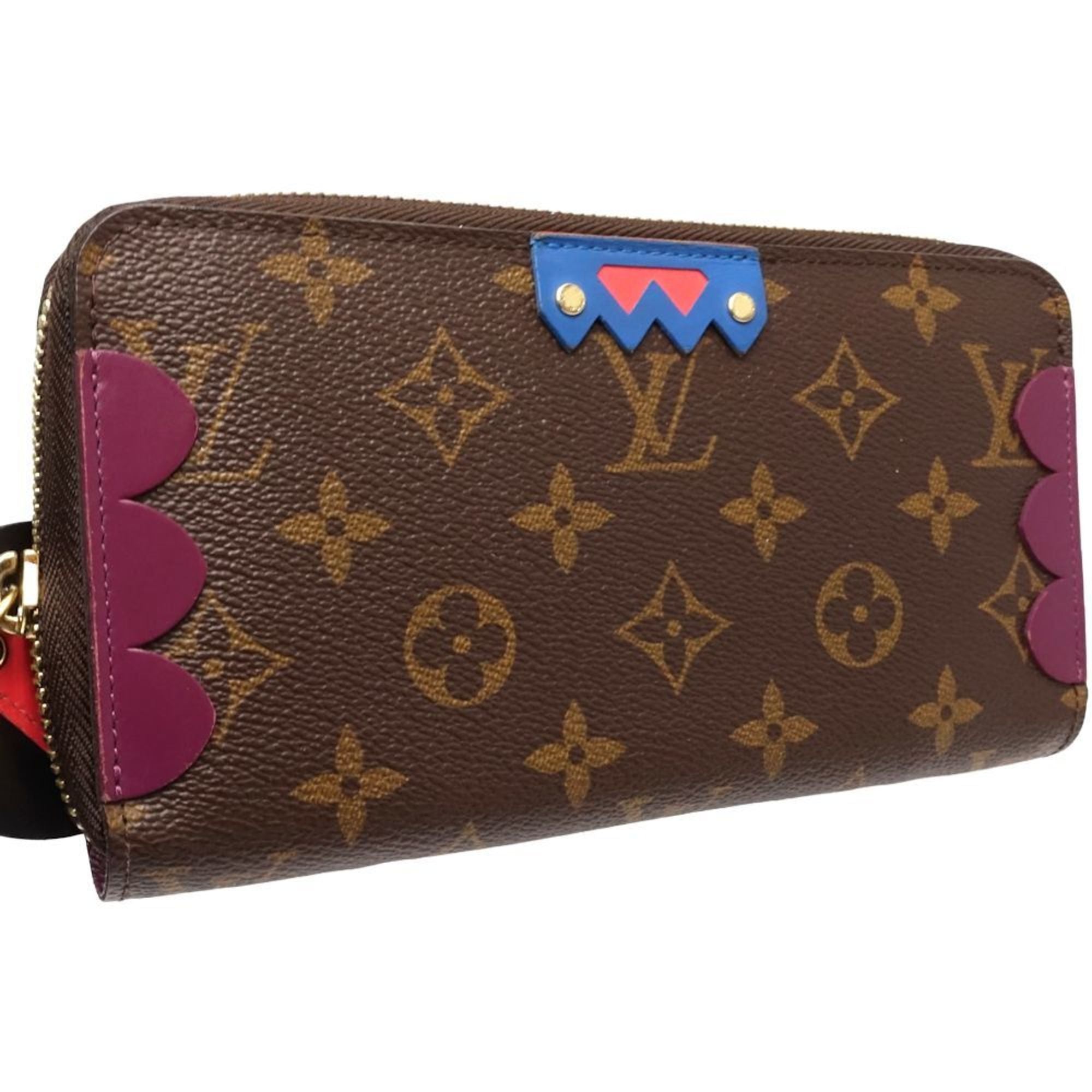 Louis Vuitton Brown Magenta Canvas Long Wallet (Bi-Fold) (Pre-Owned)