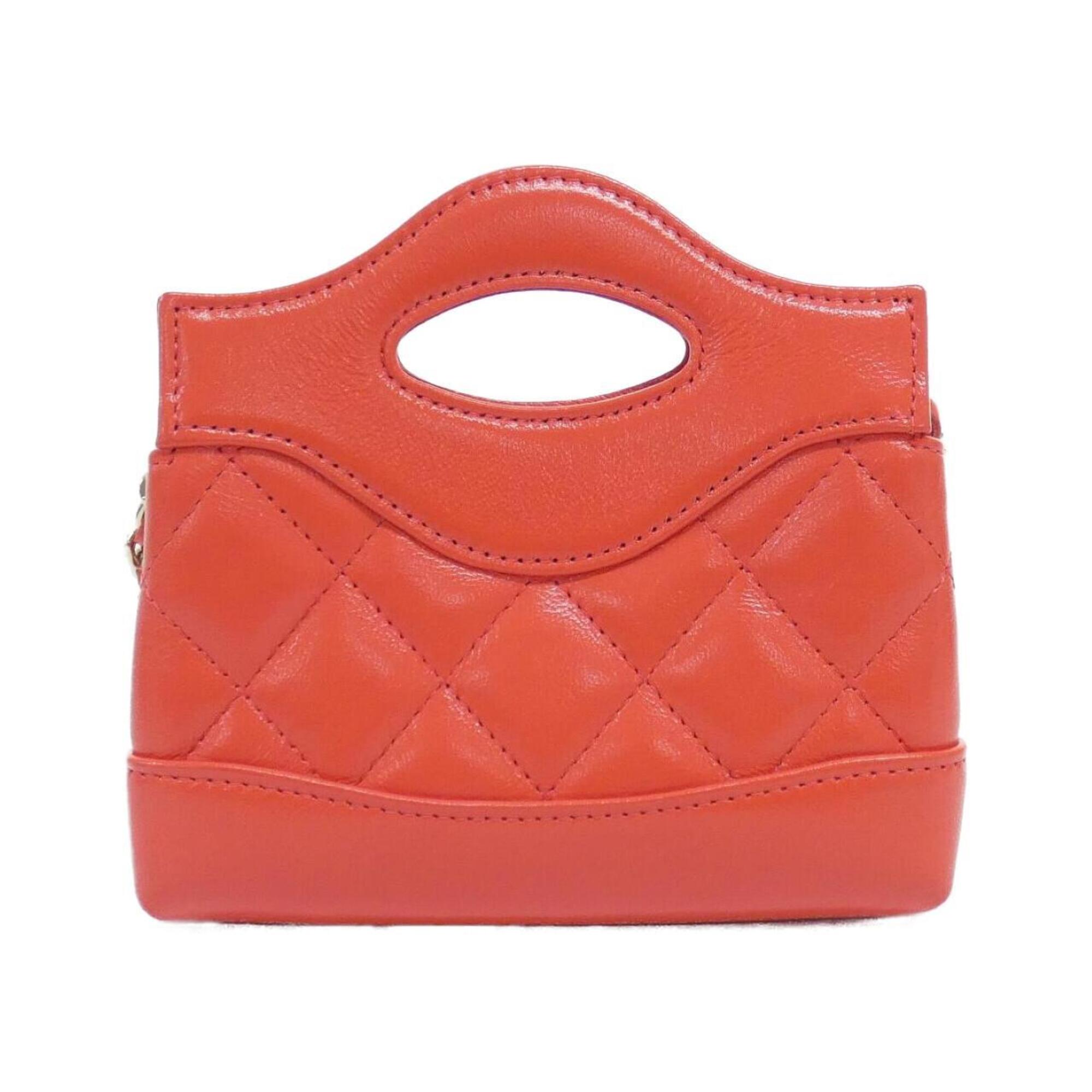 Chanel Red Color Leather Handbag Shoulder Bag (Pre-Owned)